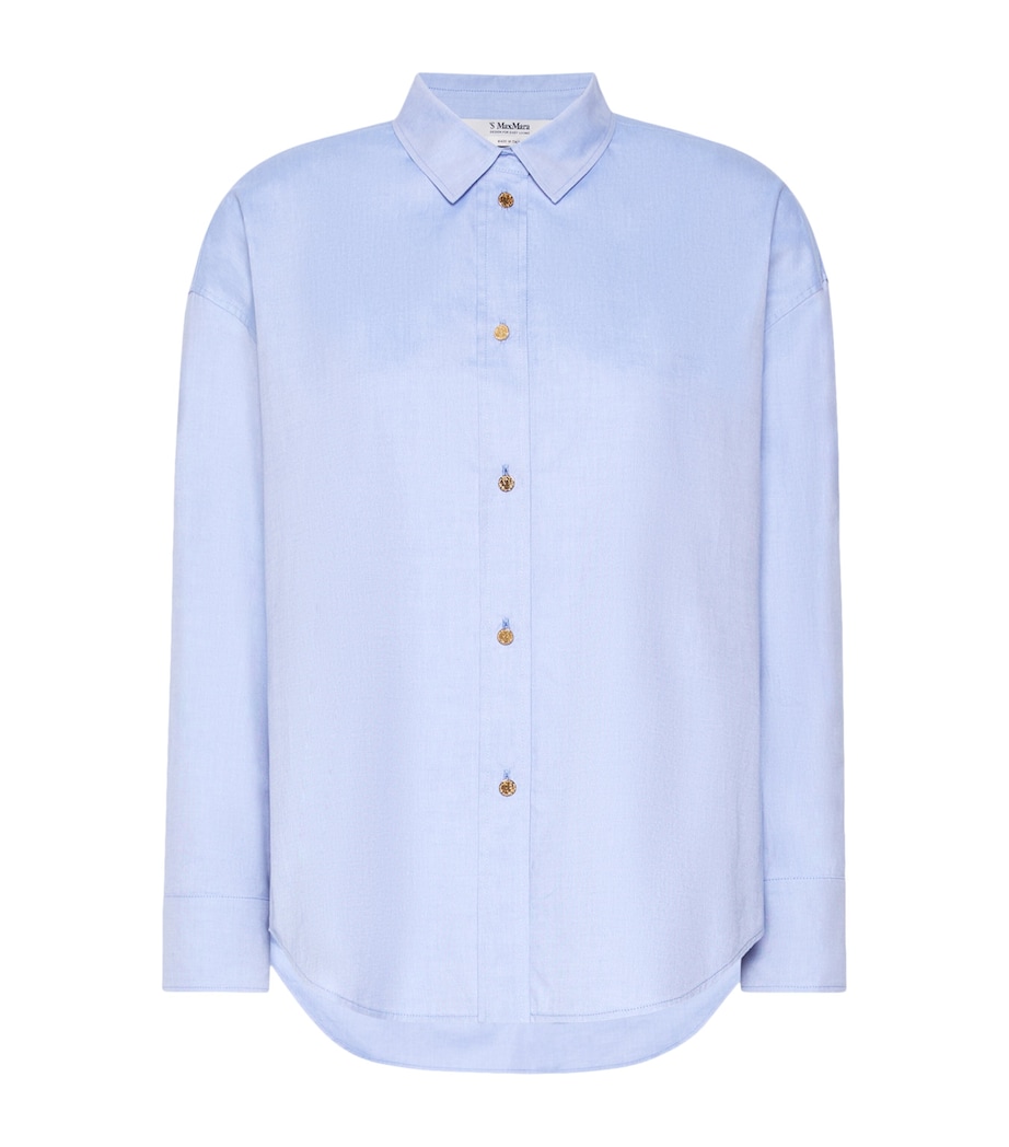 Max Mara Womens Cotton Oxford Shirt Light Blue Image 1