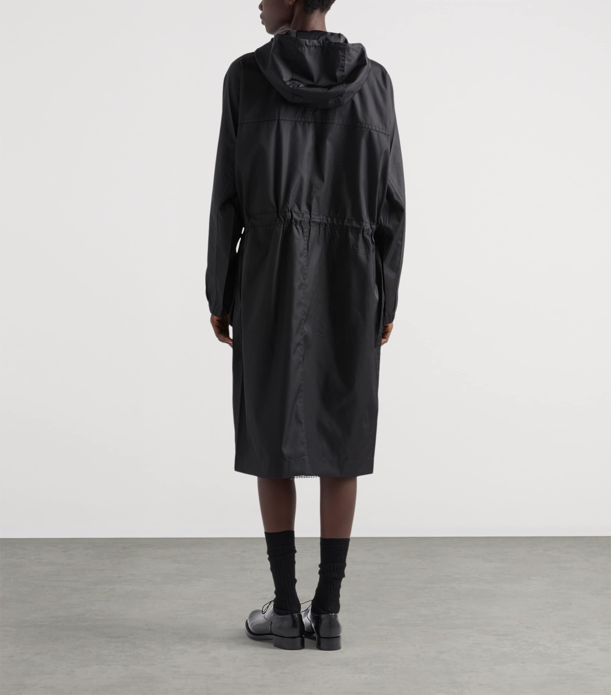 Prada Womens Re-Nylon Longline Rain Jacket Black Image 5