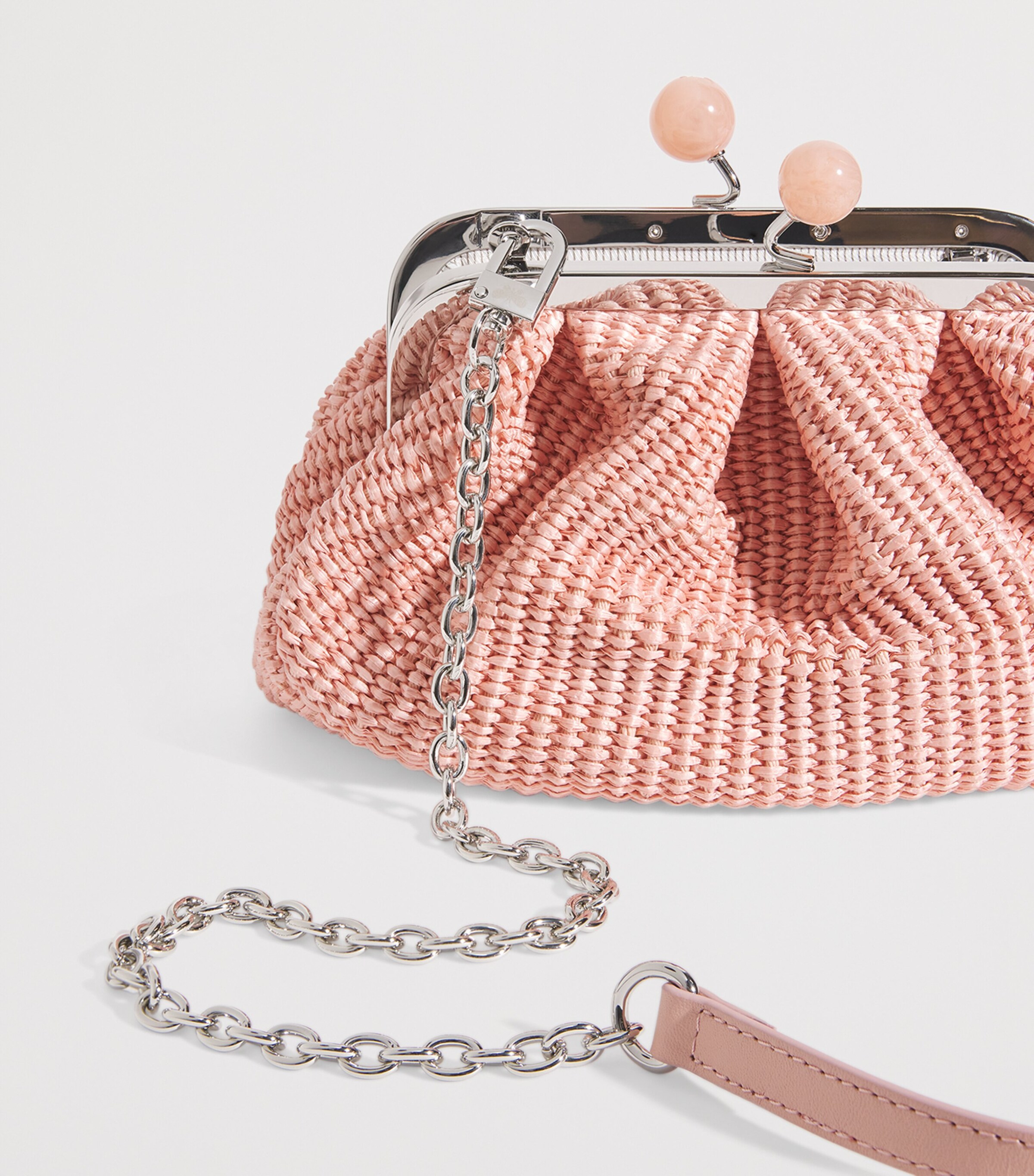 Small Raffia-Effect Pasticcino Bag PINK Image 4