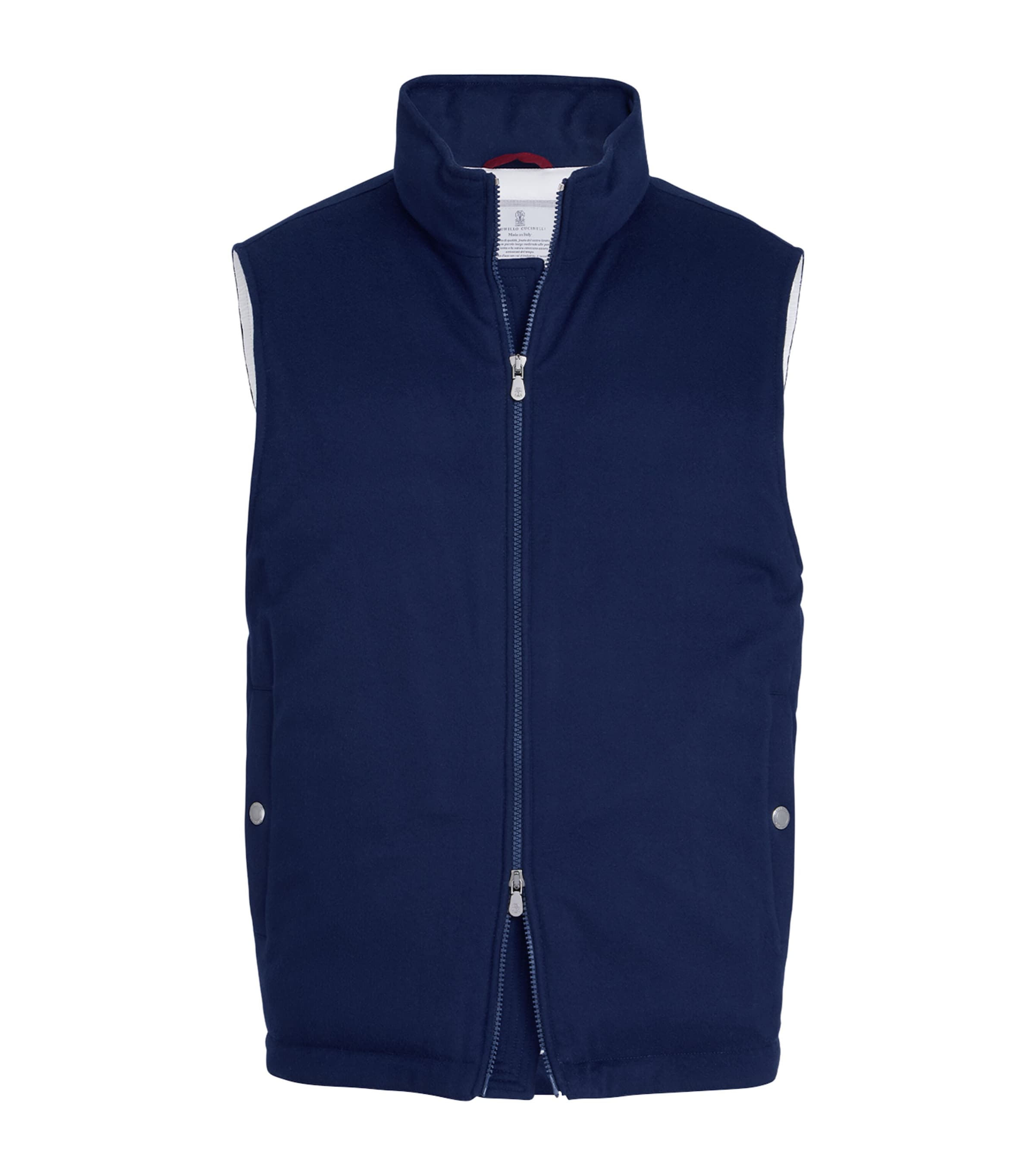 Brunello Cucinelli Blue Down-Fill Wool Flannel Gilet