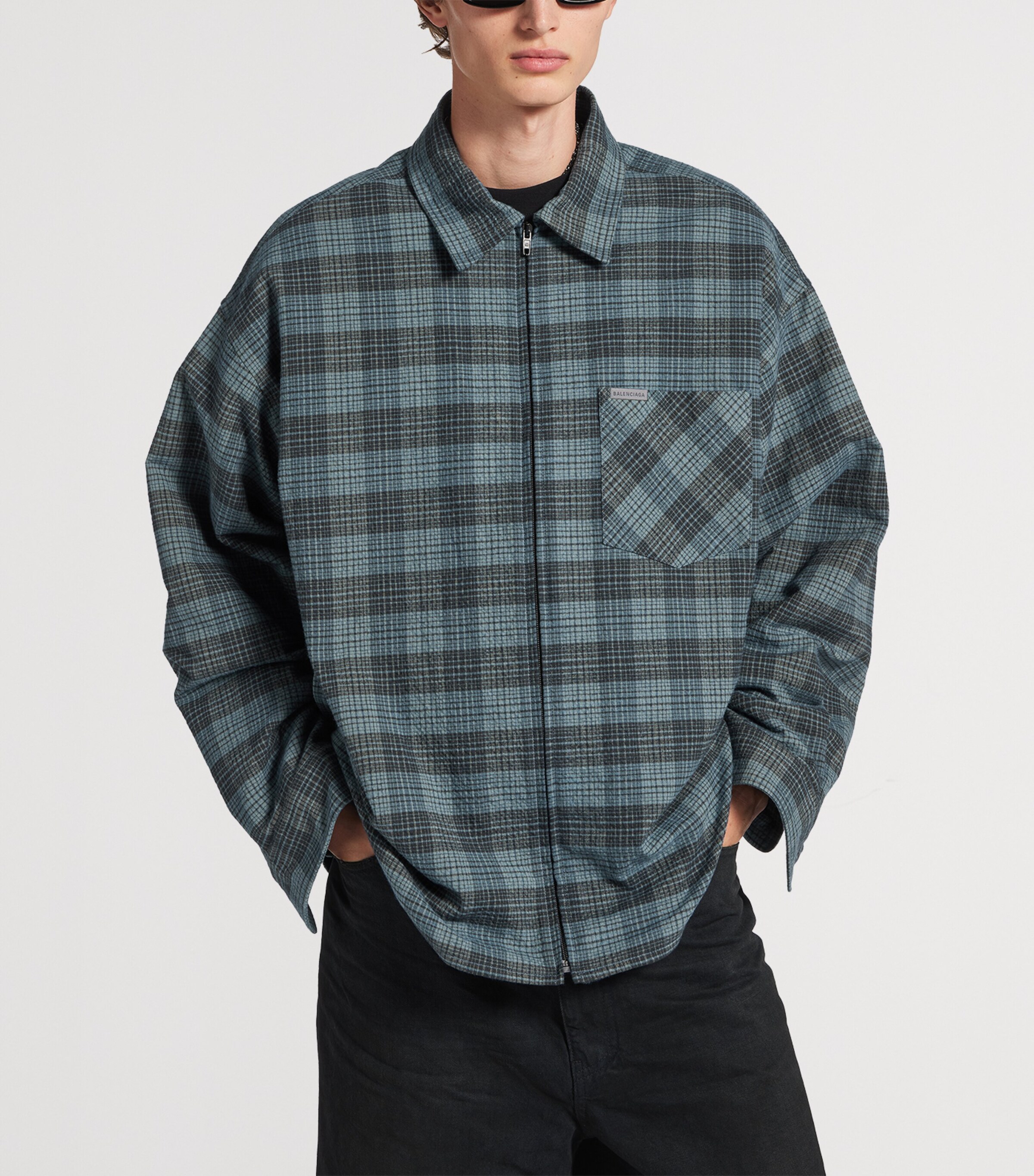 Balenciaga Mens Check Padded Overshirt Image 5