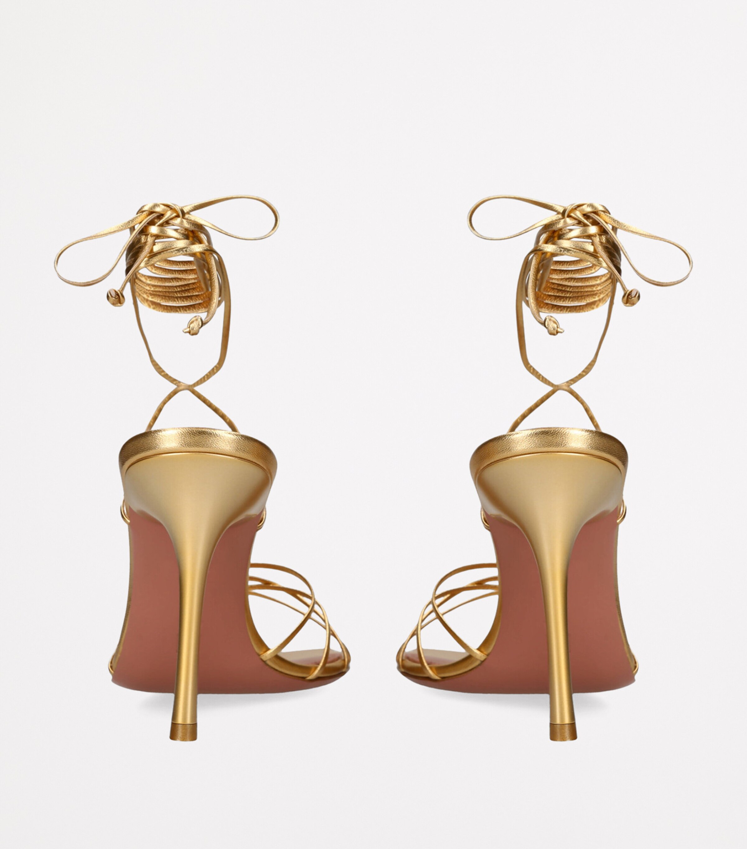 Amina Muaddi Lace-Up Lori Sandals 95 Gold Image 2