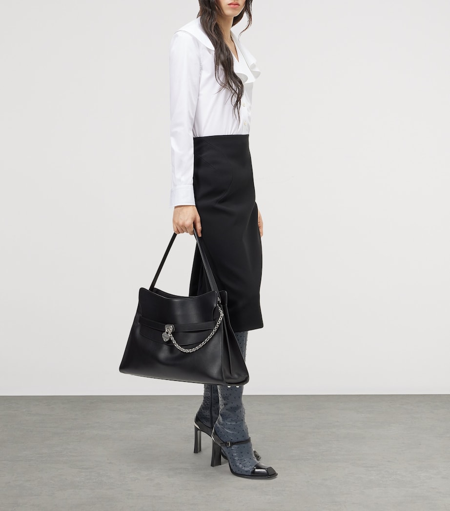 McQueen Maxi Calfskin Locke Top-Handle Bag Image 2