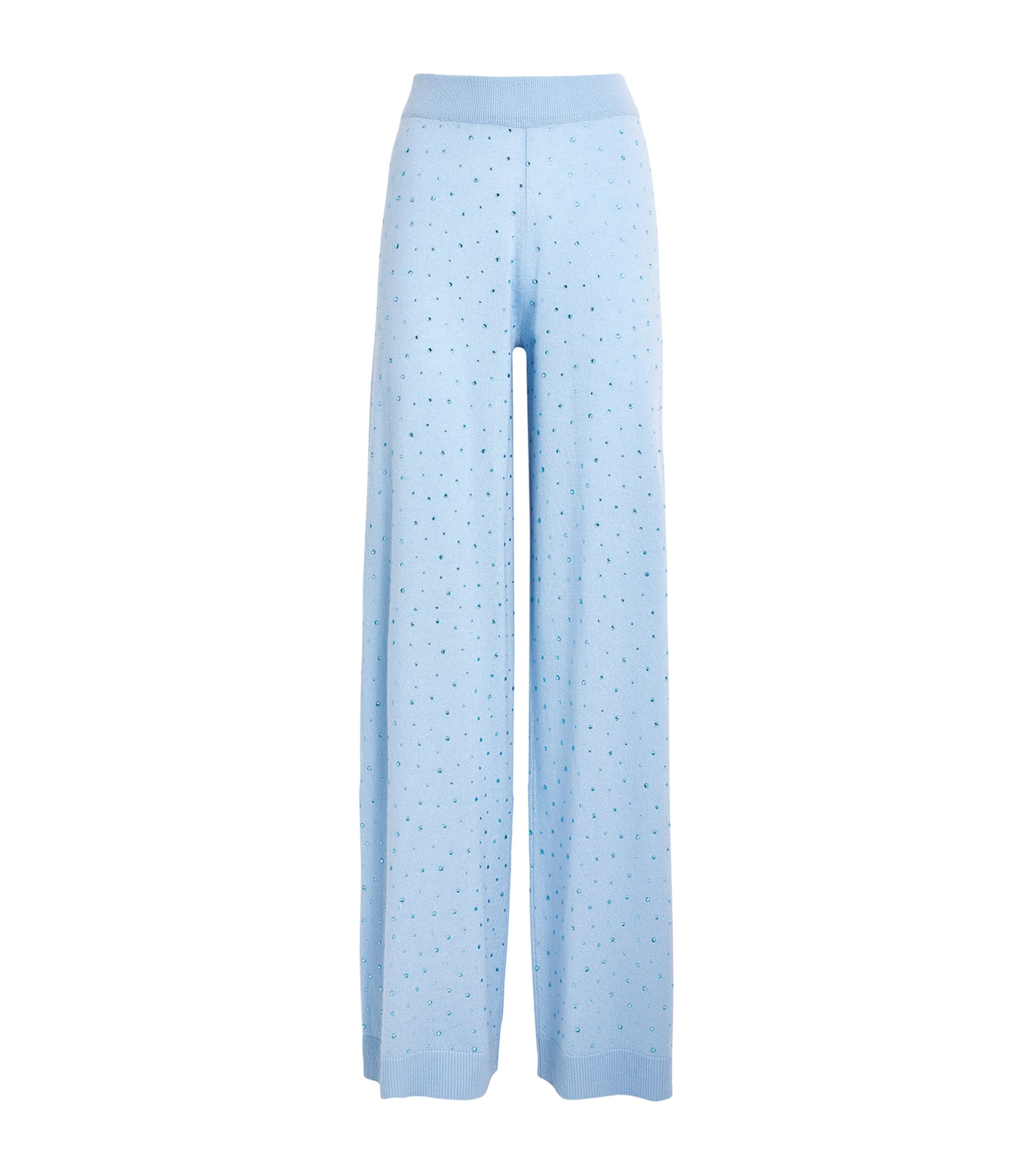 Allude Wool-cashmere Crystal-embellished Trousers In Blue