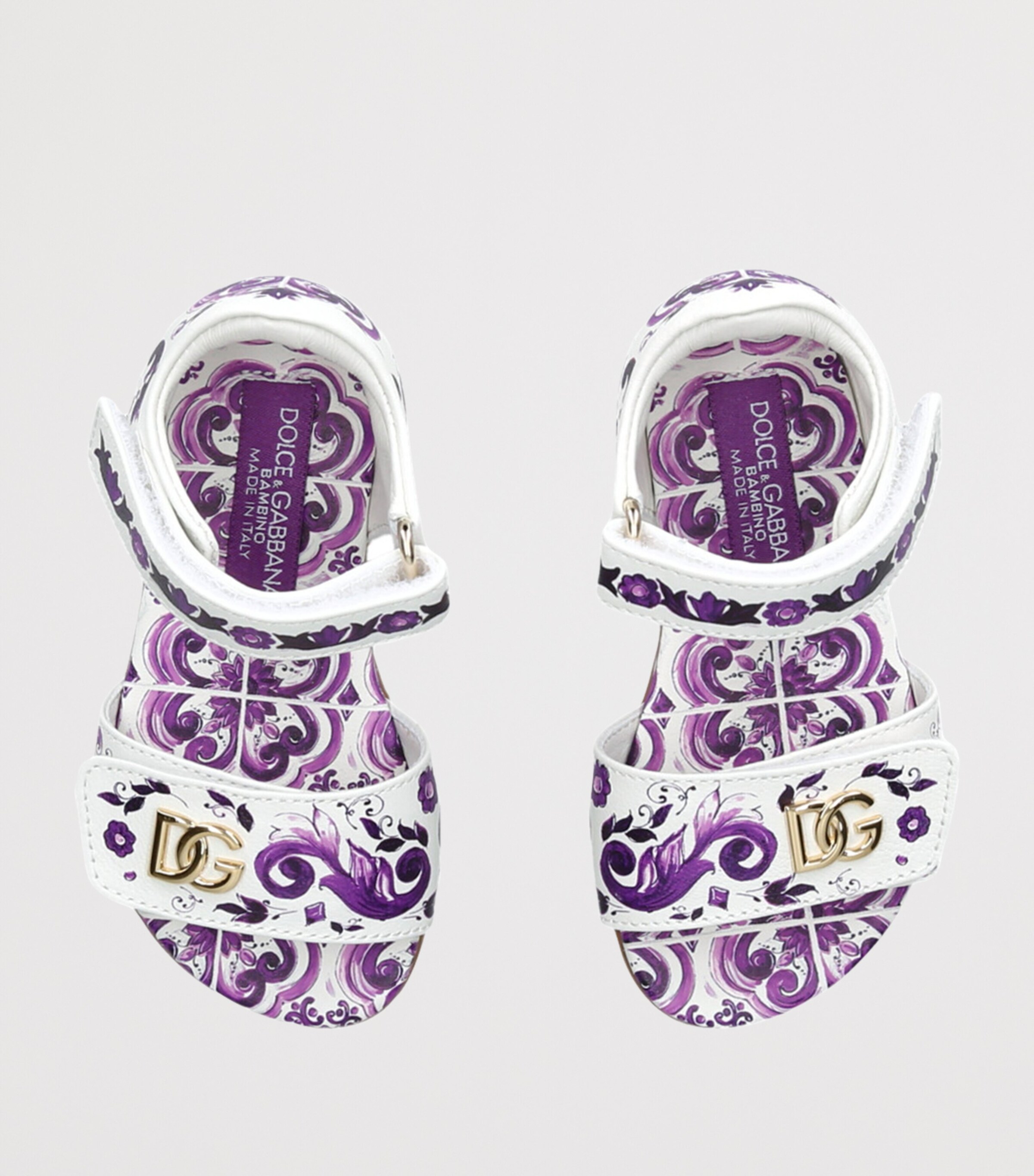 Dolce&Gabbana Kids Printed Leather Sandals Purple Image 4