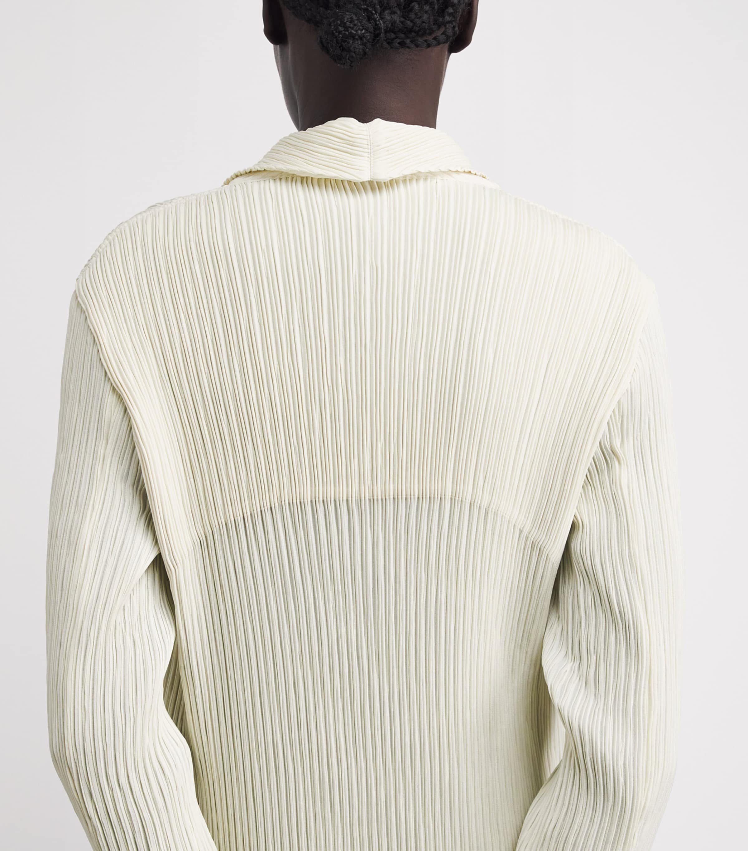 Issey Miyake Womens Hatching Pleats Blazer Off White Image 3