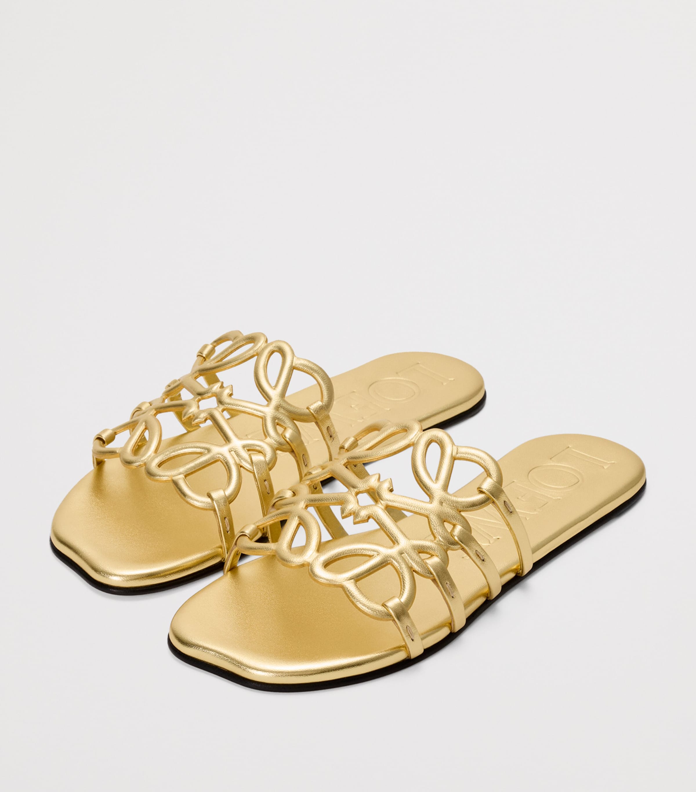 LOEWE x Paula's Ibiza Leather Petal Anagram Slides Gold Image 2
