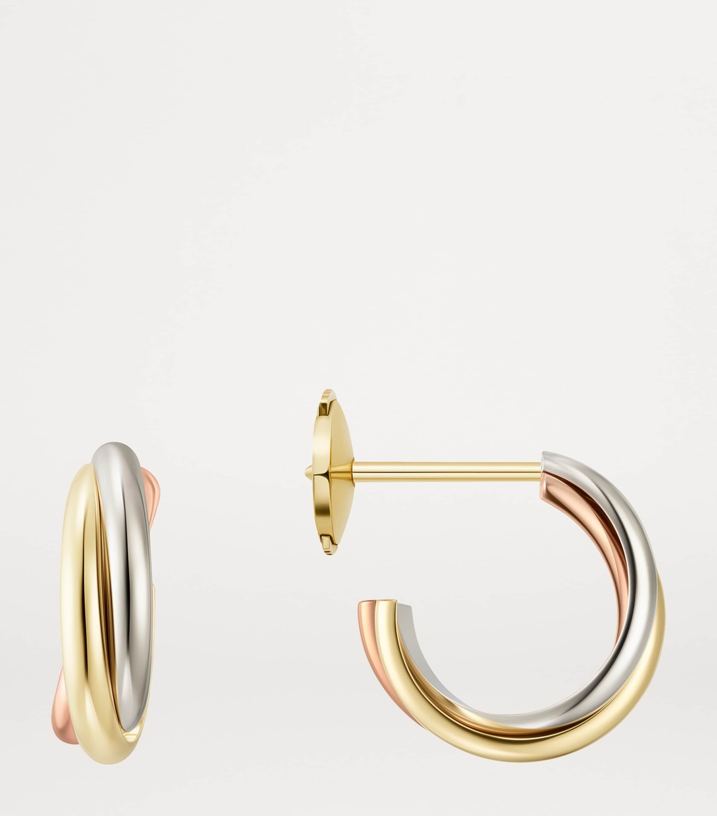 【Cartier】Trinity Earrings White GoldPink Yellow カルティエ CRB8301540 - Trinity earrings - White gold, yellow gold