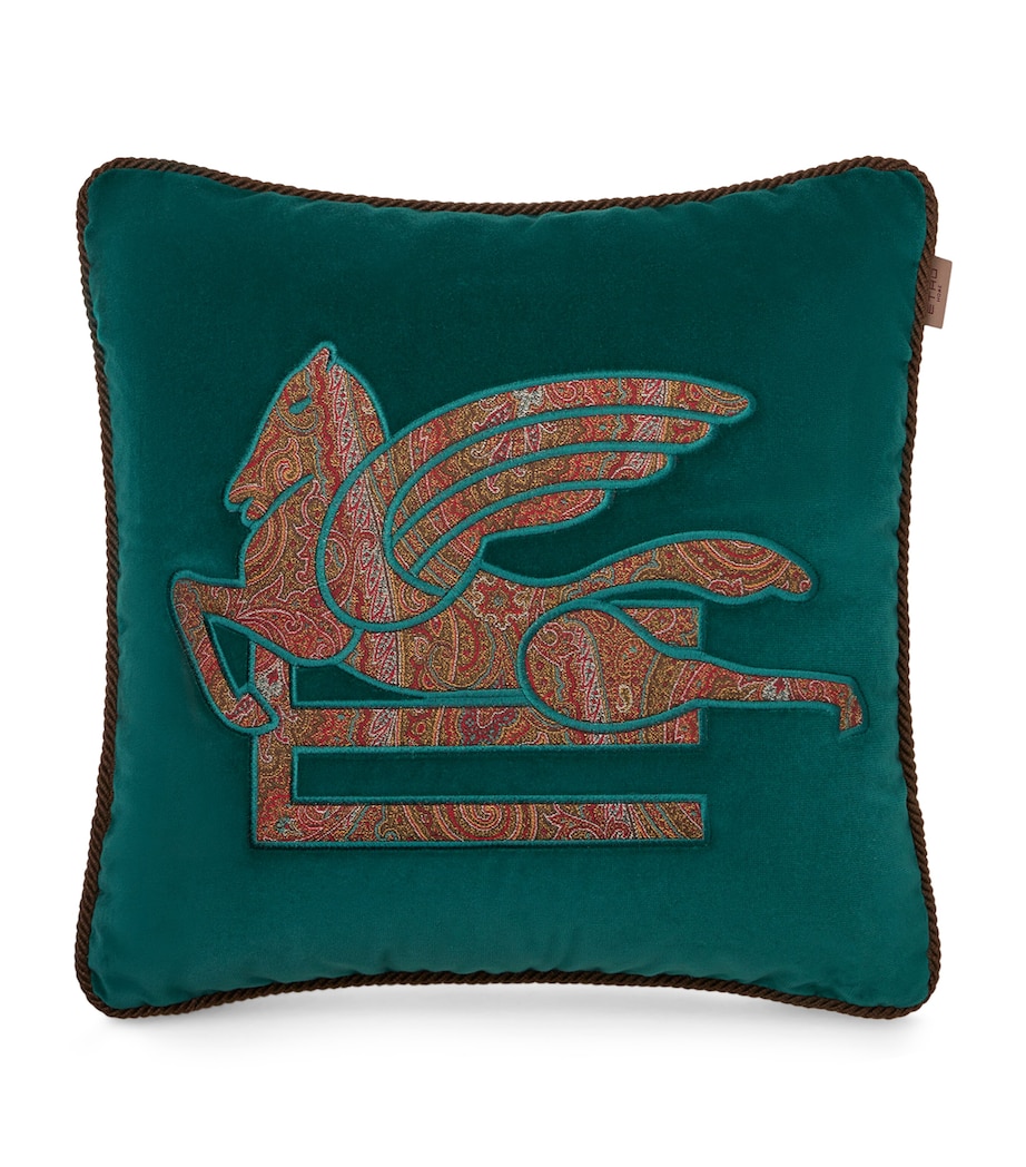 Cotton Embroidered Somerset Cushion (45cm x 45cm) DARK TURQUOISE Image 1
