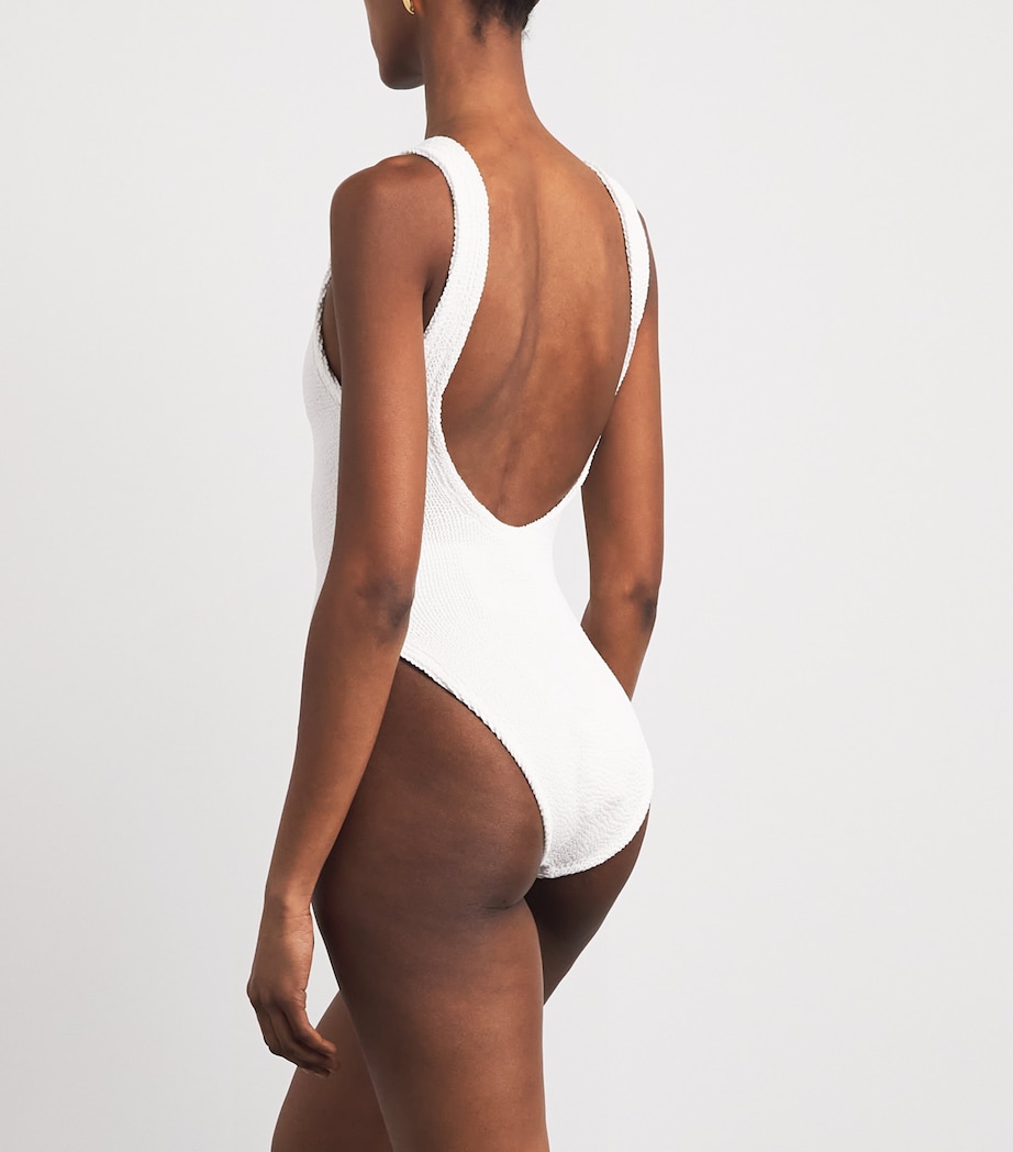Burberry x Hunza G Womens x Burberry Check-Trim Domino Swimsuit White Image 3