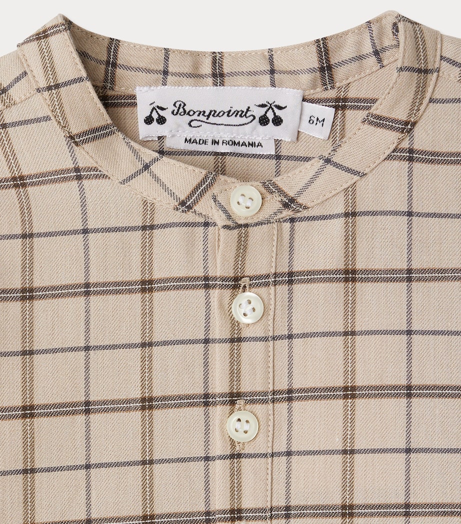 Cotton-Wool Check Half-Button Shirt (6-18 Months) CA NOISETTE Image 3