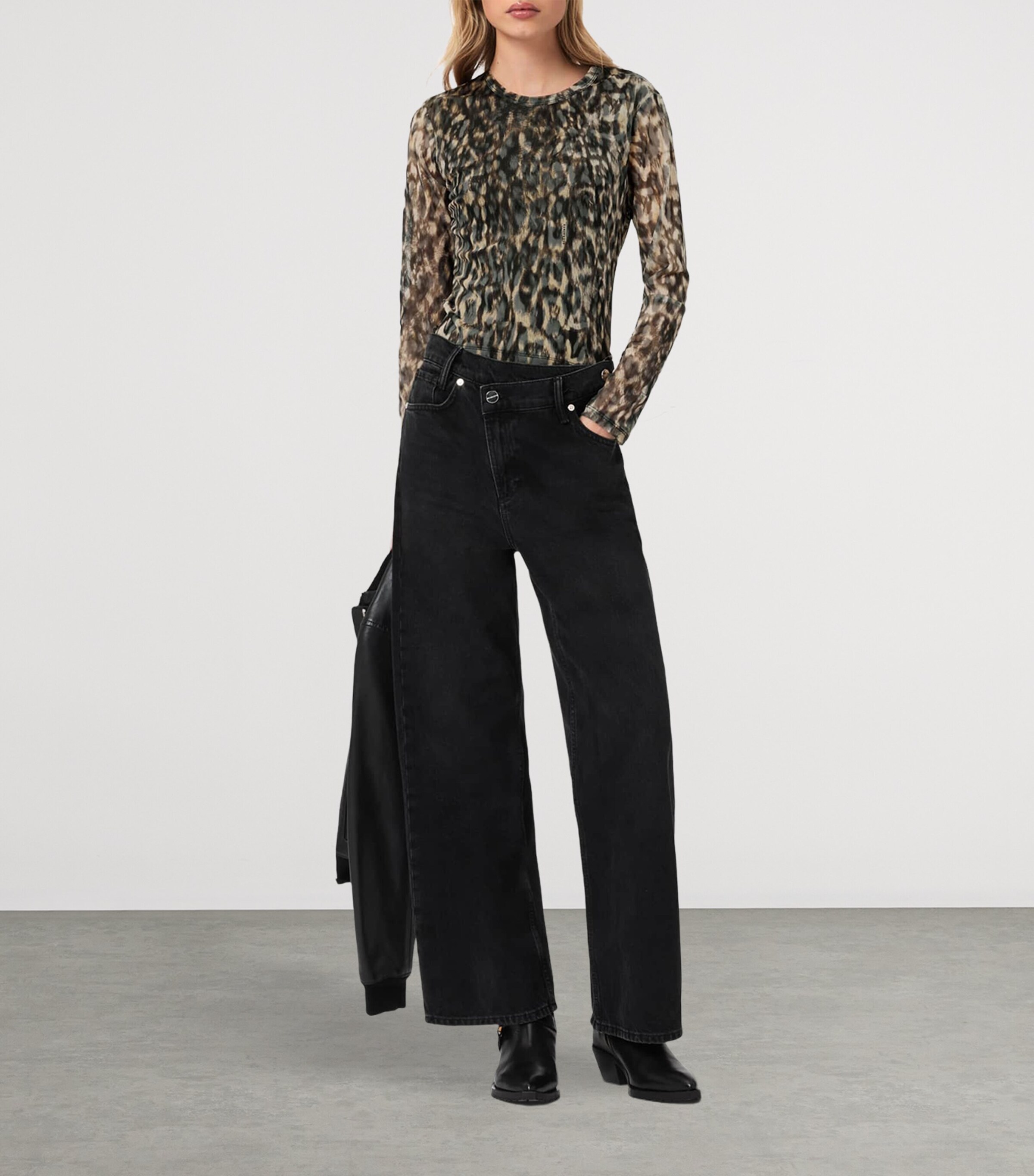 AllSaints Womens Mesh Ellie T-Shirt Leppo Brown Image 7