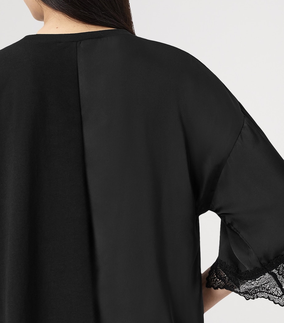 Cotton Lace-Trim Lenny T-Shirt BLACK Image 6