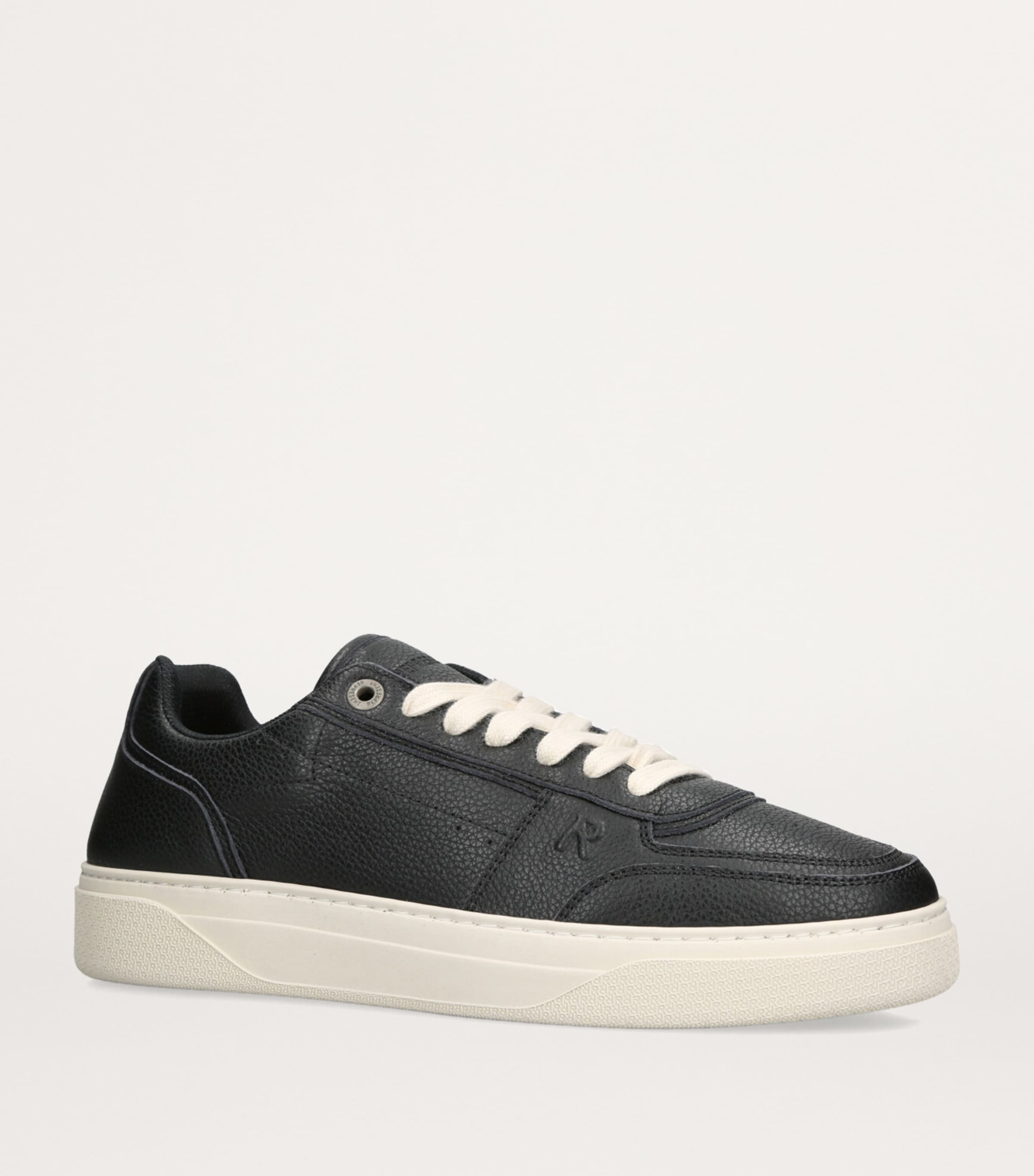 Tumbled Leather Initial Sneakers BLACK Image 3