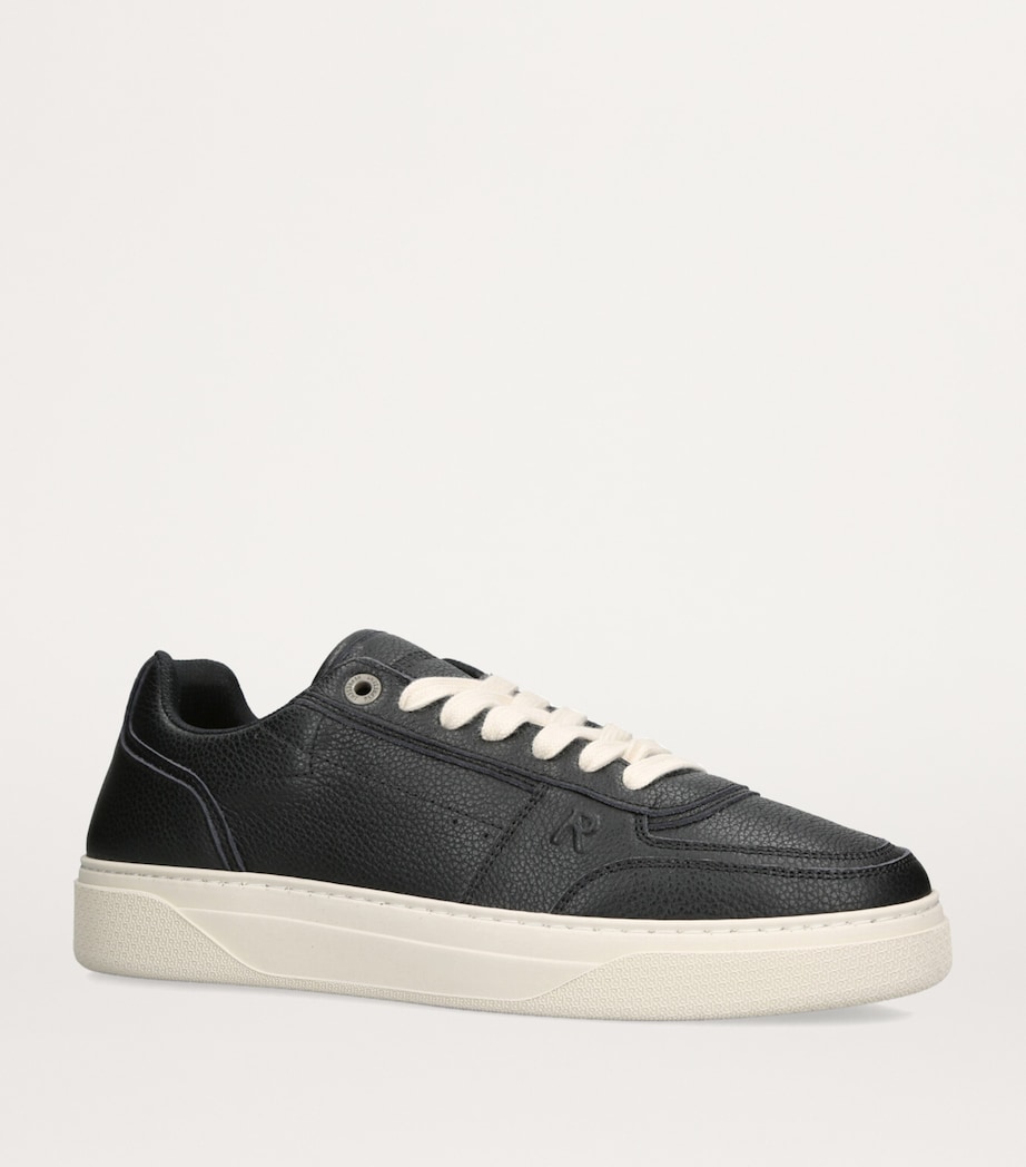 Tumbled Leather Initial Sneakers BLACK Image 3