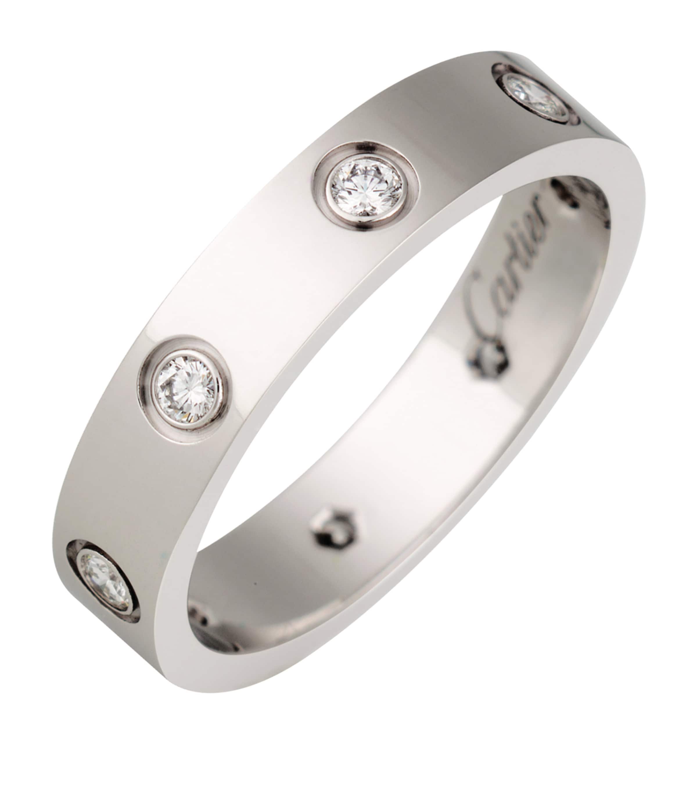 White Gold and Diamond LOVE Wedding Band MULTI Image 7