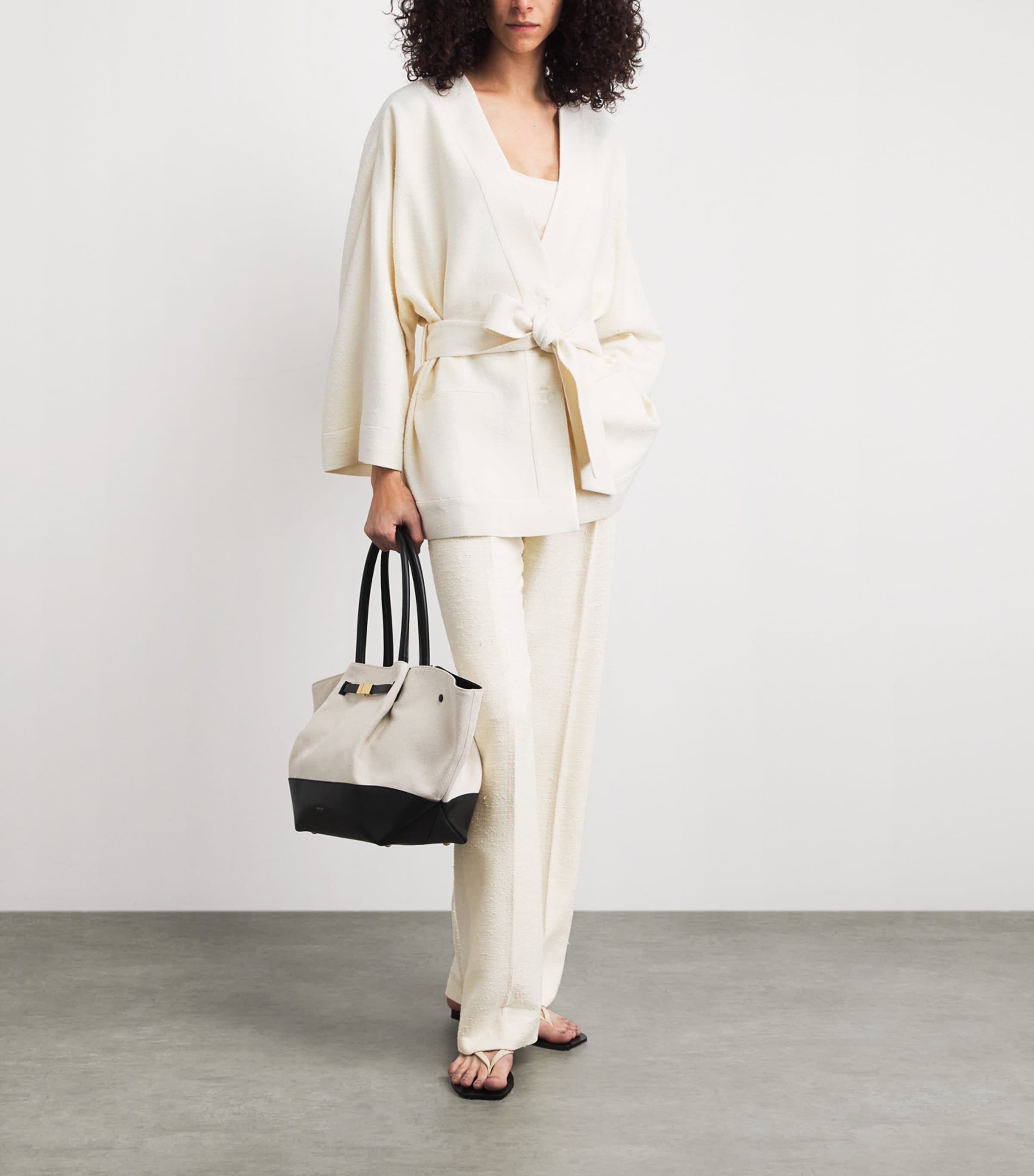 NOMADISSEM Womens Wool-Silk-Linen-Blend Tan Jacket Cream Image 2