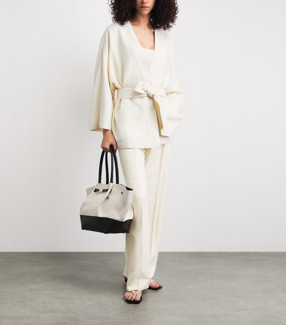 NOMADISSEM Womens Wool-Silk-Linen-Blend Tan Jacket Cream Image 2