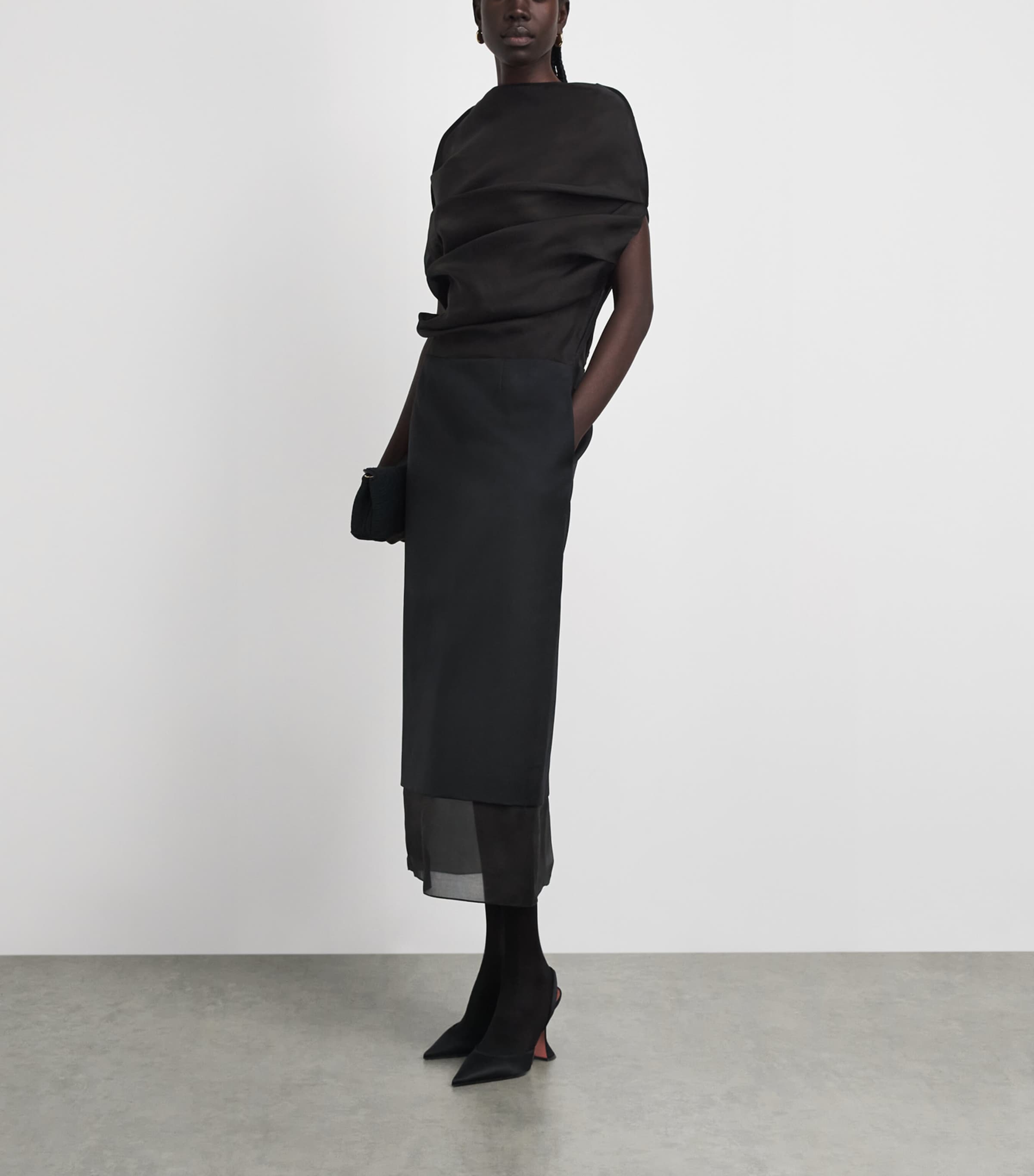 Voranida Womens Silk Rhea Midi Dress Black Image 2
