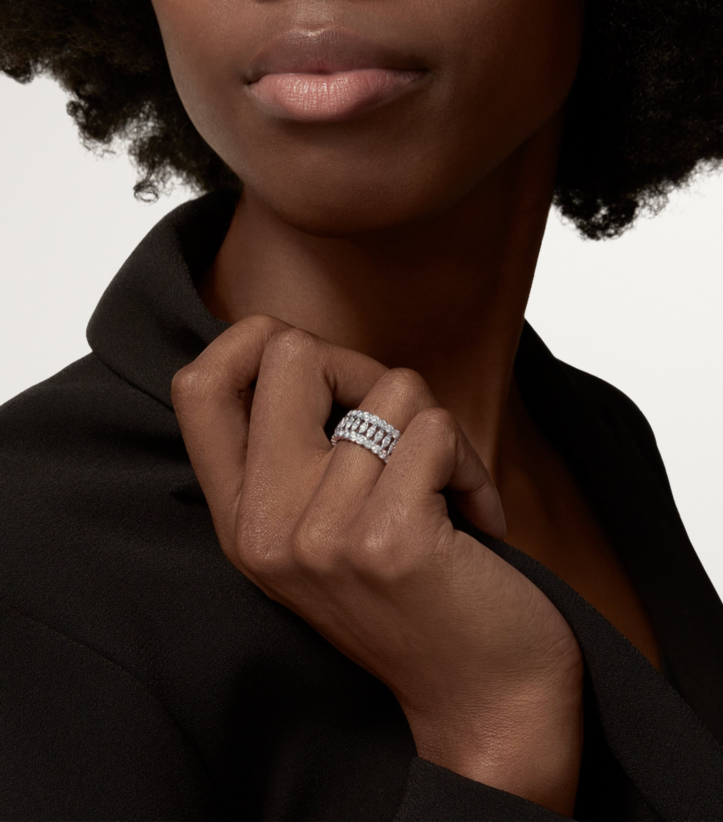 White Gold and Diamond Broderie de Cartier Ring WHITE GOLD Image 2