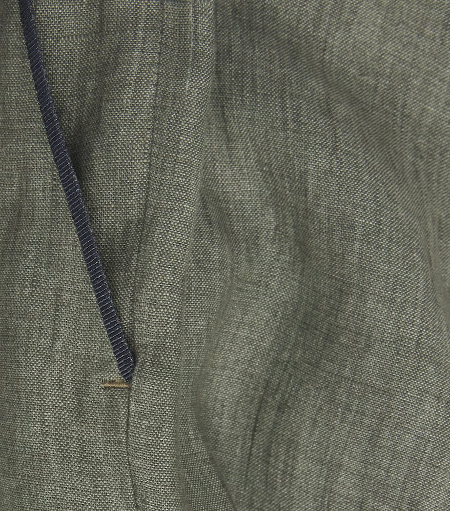 x Harrods Linen Elasticated Palazzo Trousers MILITARY GREEN Image 5