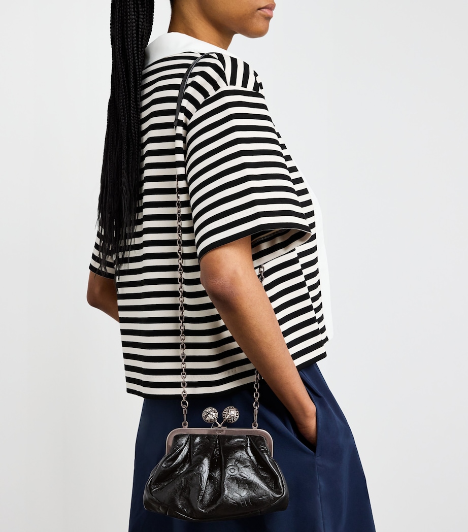 Leather Spanish Heritage Pasticcino Clutch Bag BLACK Image 5