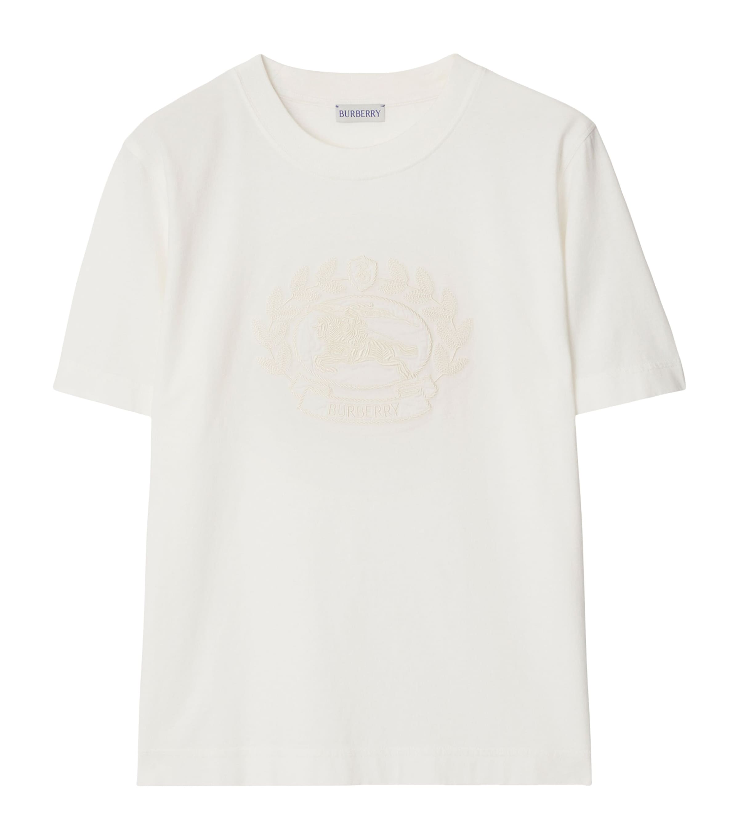 Burberry Cotton Embroidered T-shirt In White