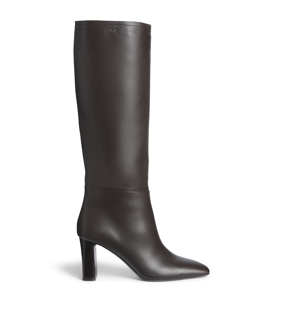 Max Mara Smooth Leather Knee-High Boots 75 Dark Brown Image 1