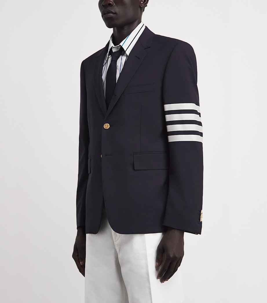 Thom Browne Mens Wool 4-Bar Stripe Blazer Navy Image 4