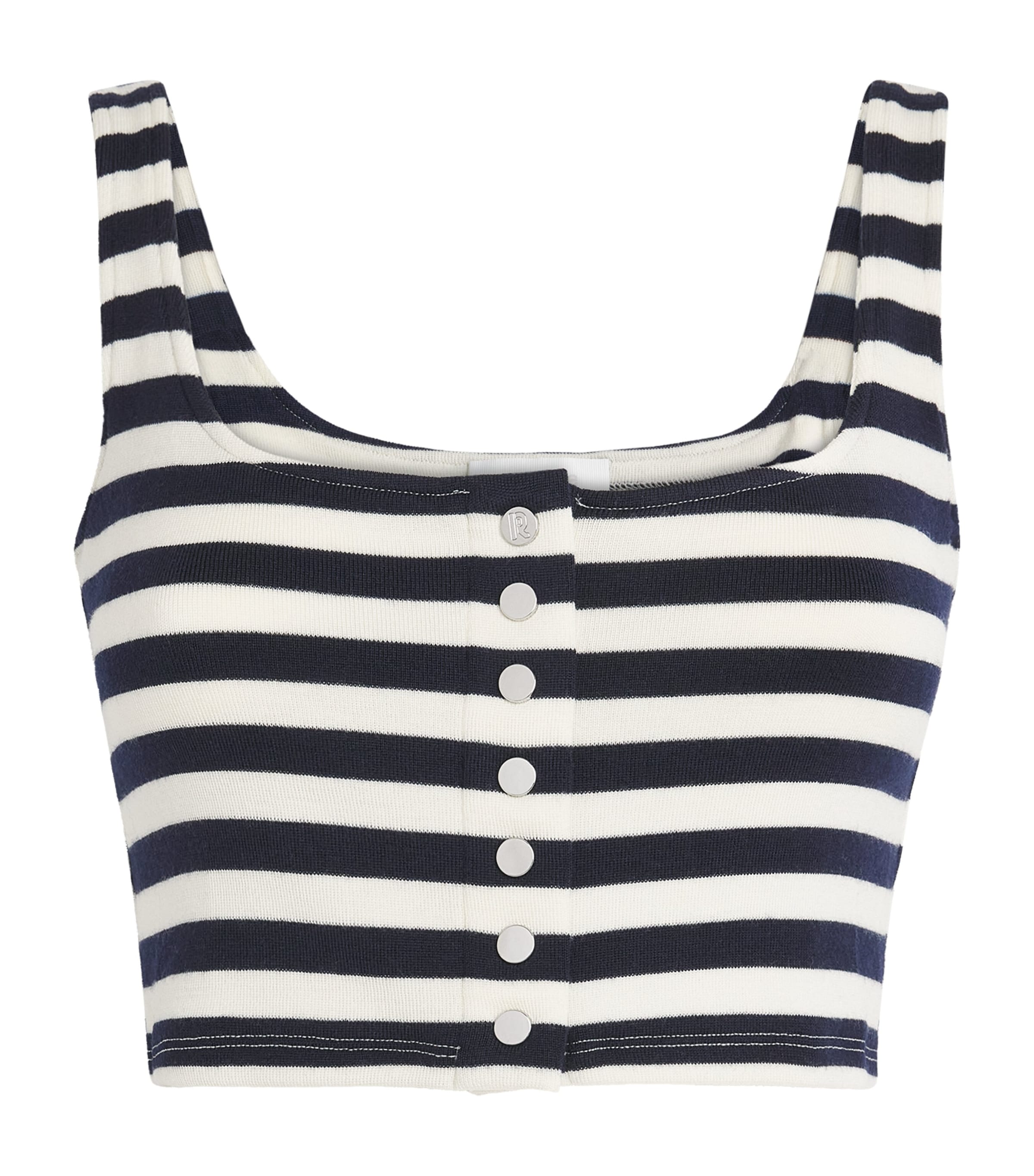 Rabanne Striped Cropped Tank Top In Blue