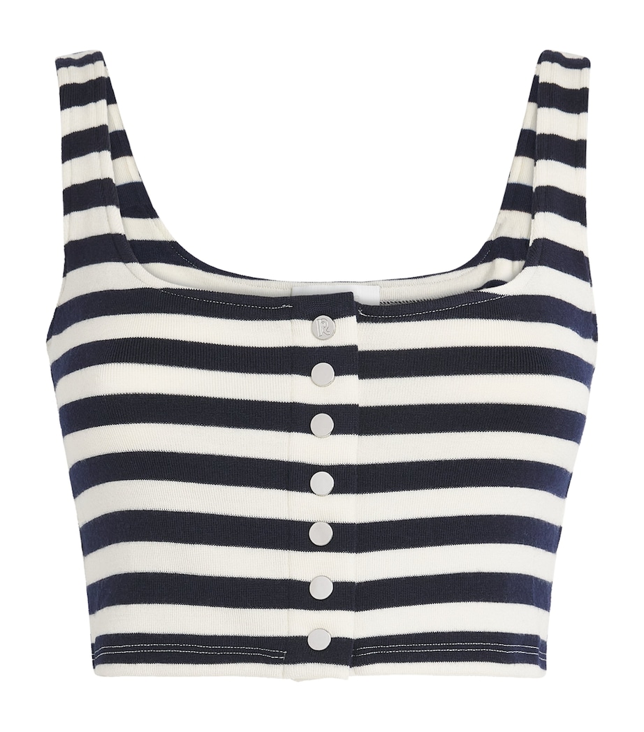 Stripe Knitted Crop Top M128 NAVY / CREAM Image 1