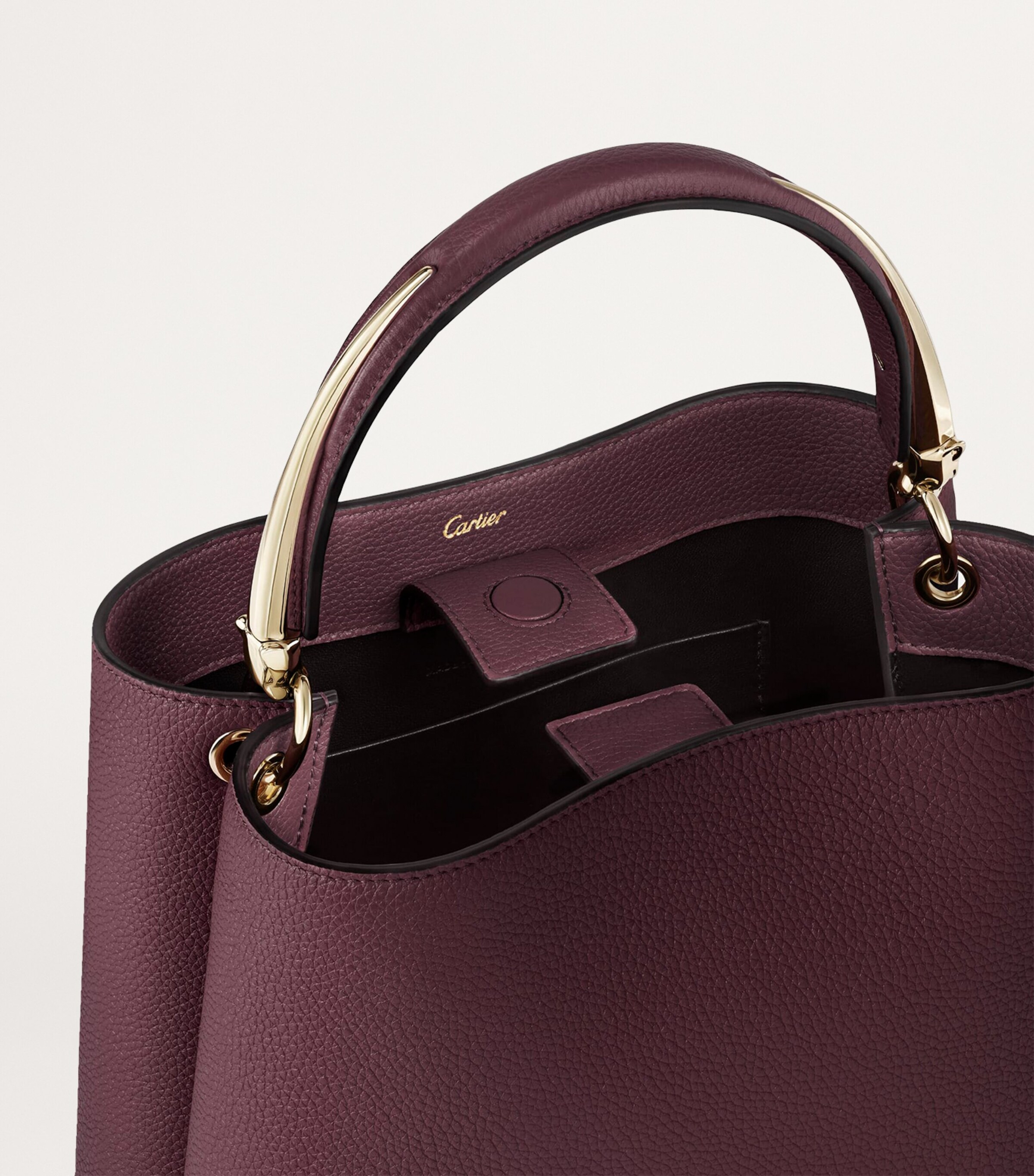 Cartier Small Calfskin Panthère de Cartier Top-Handle Bag Plum Image 6