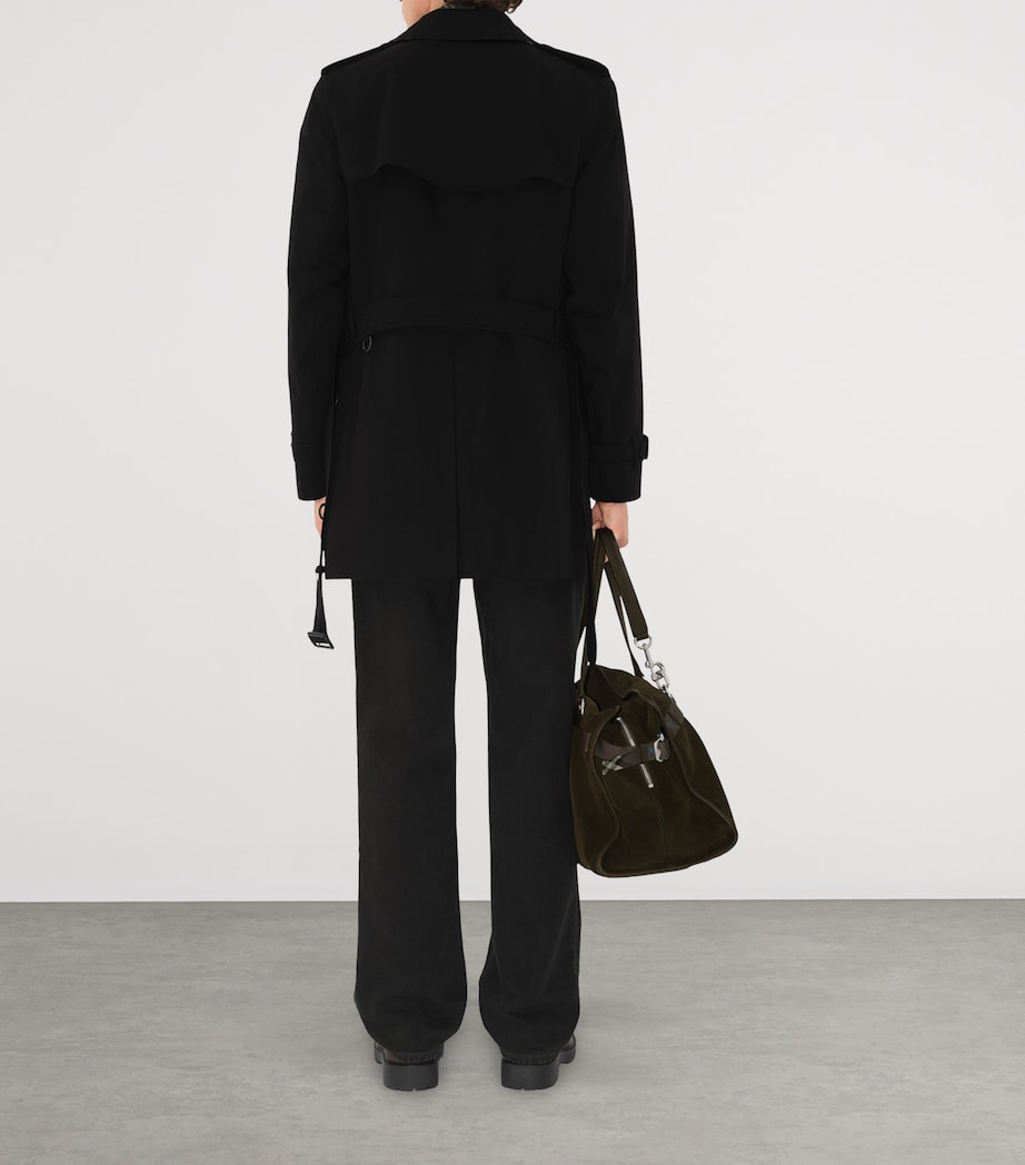 Cotton Kensington Short Trench Coat BLACK Image 4