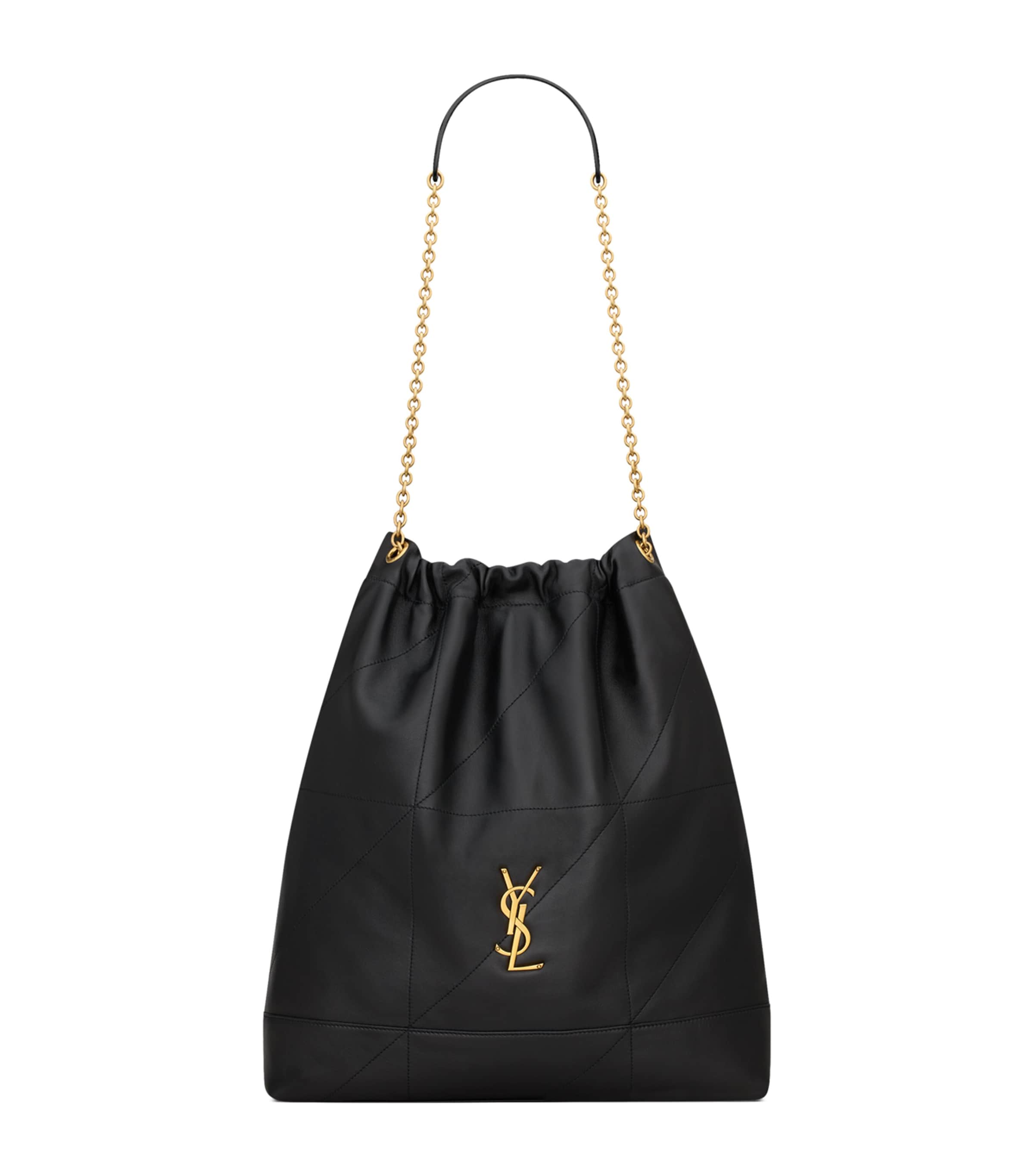 Saint Laurent Women Jamie 4.3 Leather Drawstring Bucket Bag In Black