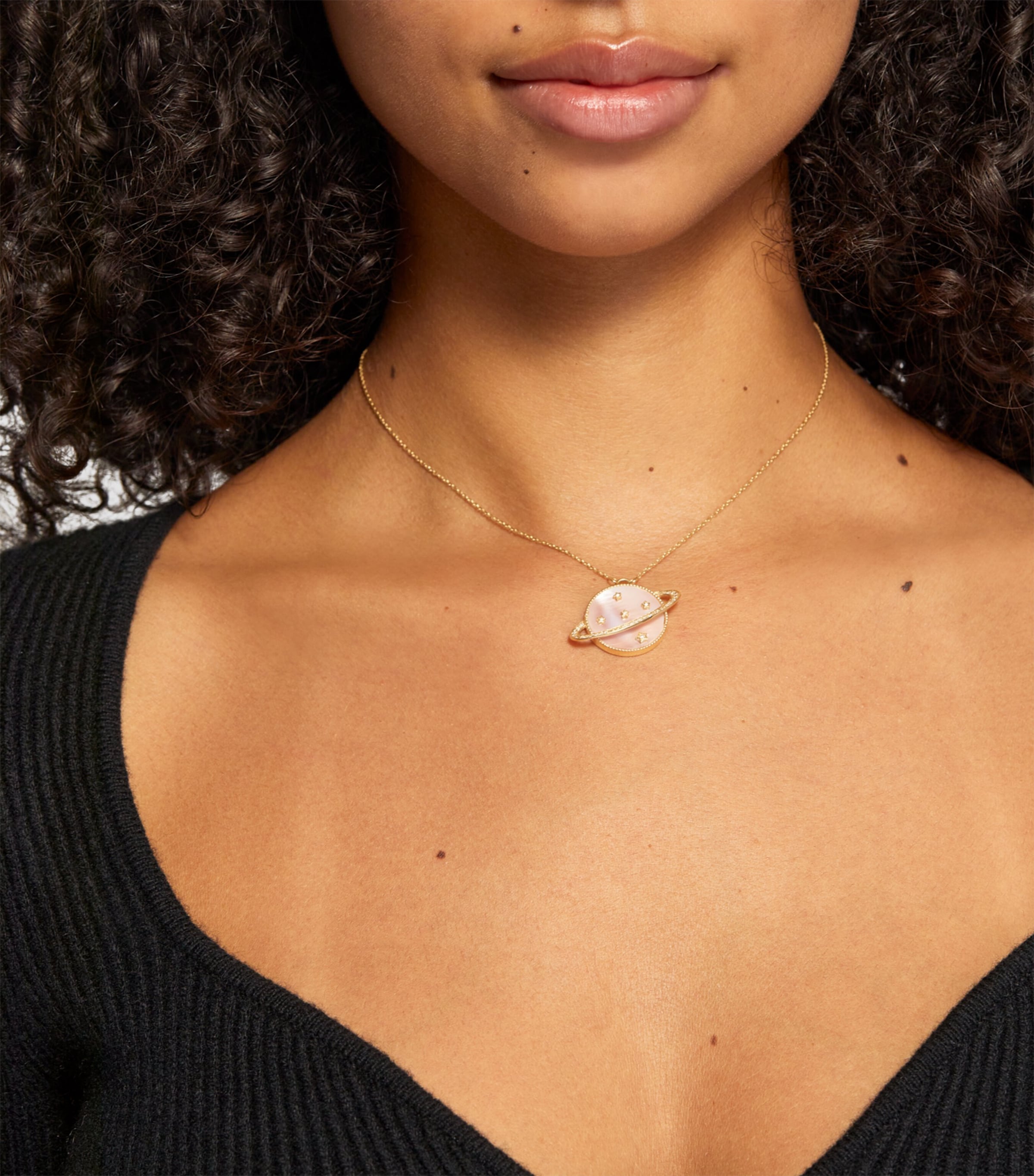 L'ATELIER NAWBAR Yellow Gold, Diamond and Pink Mother-of-Pearl Cosmic Love Necklace Pink Image 3