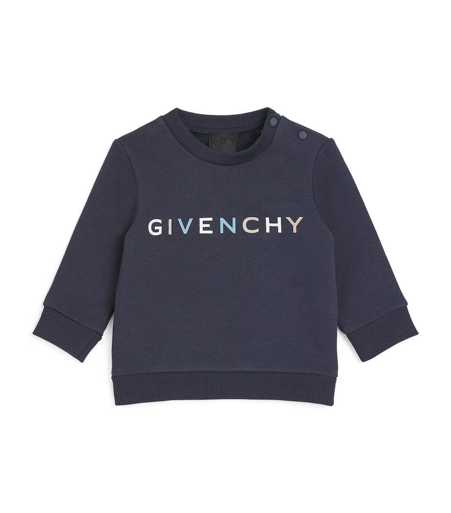 Cotton-Blend Multi-Tone Logo Sweatshirt (6-36 Months) NAVY Image 1