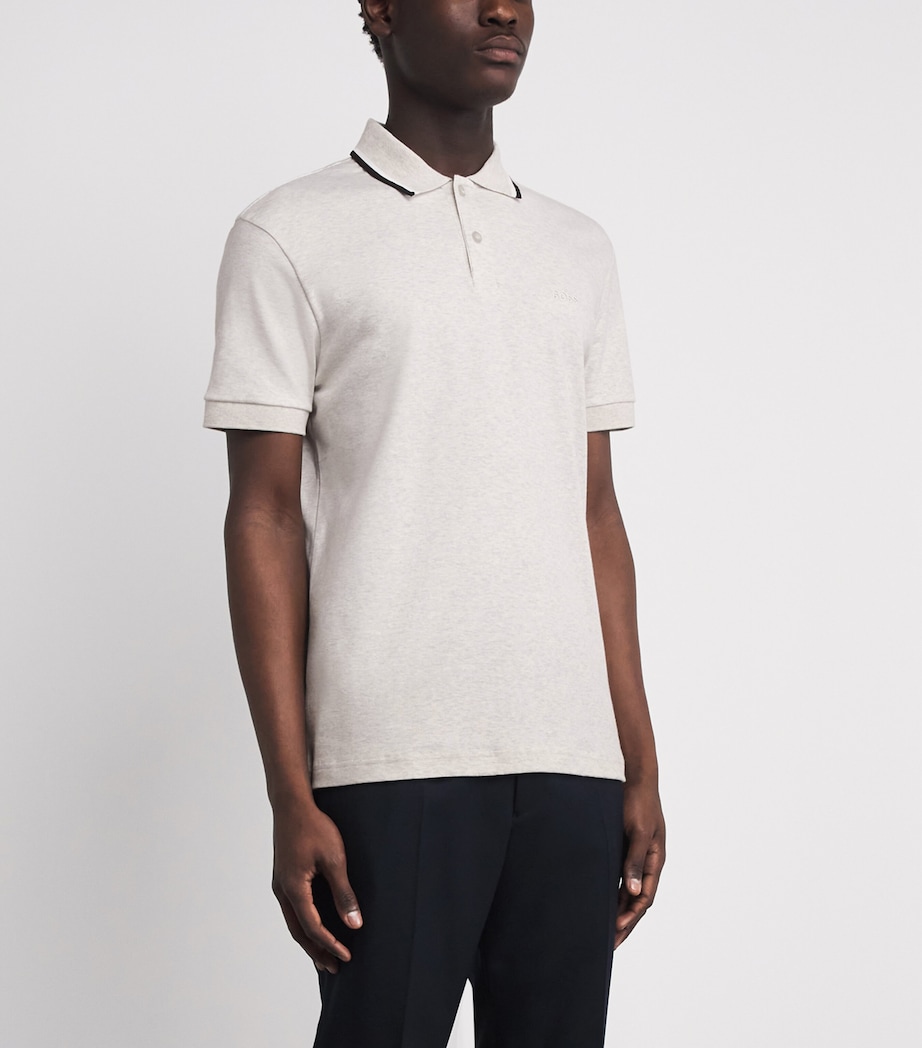 BOSS Mens Cotton Paddy Polo Shirt Silver Image 4