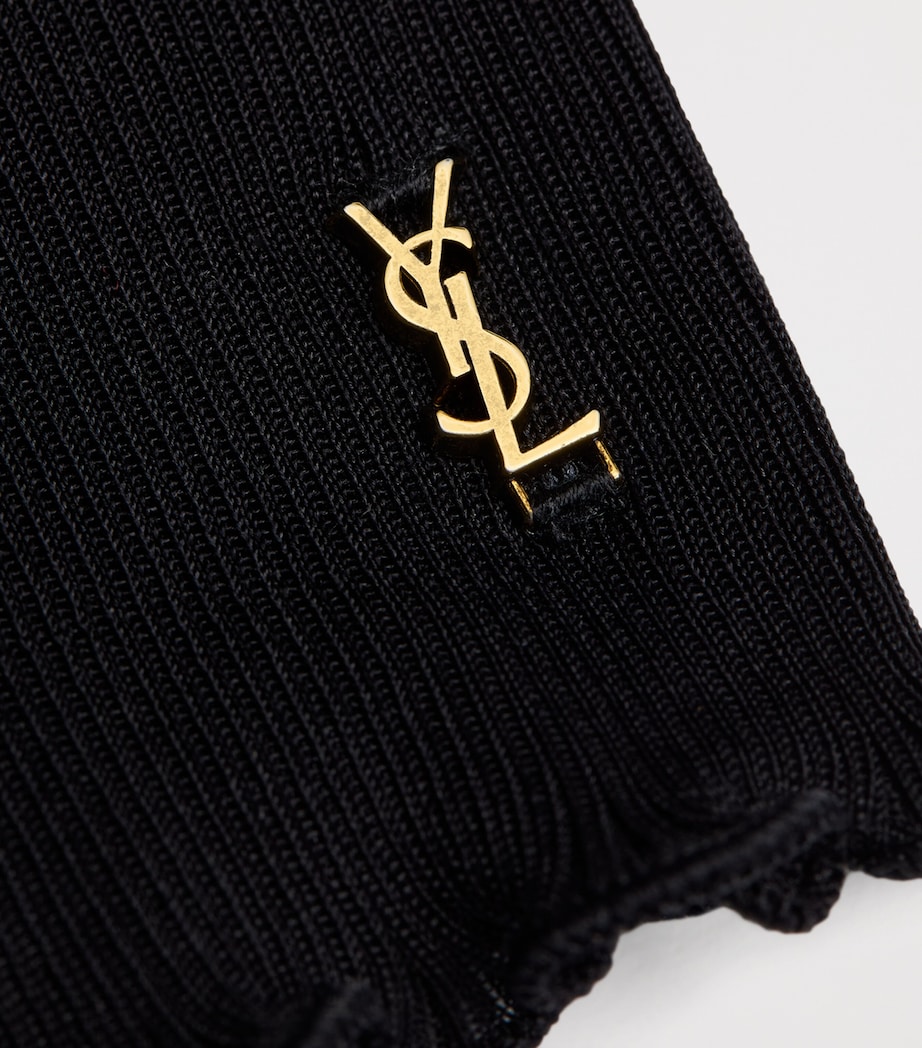 Saint Laurent Womens Silk Ribbed V-Neck Sweater Image 3