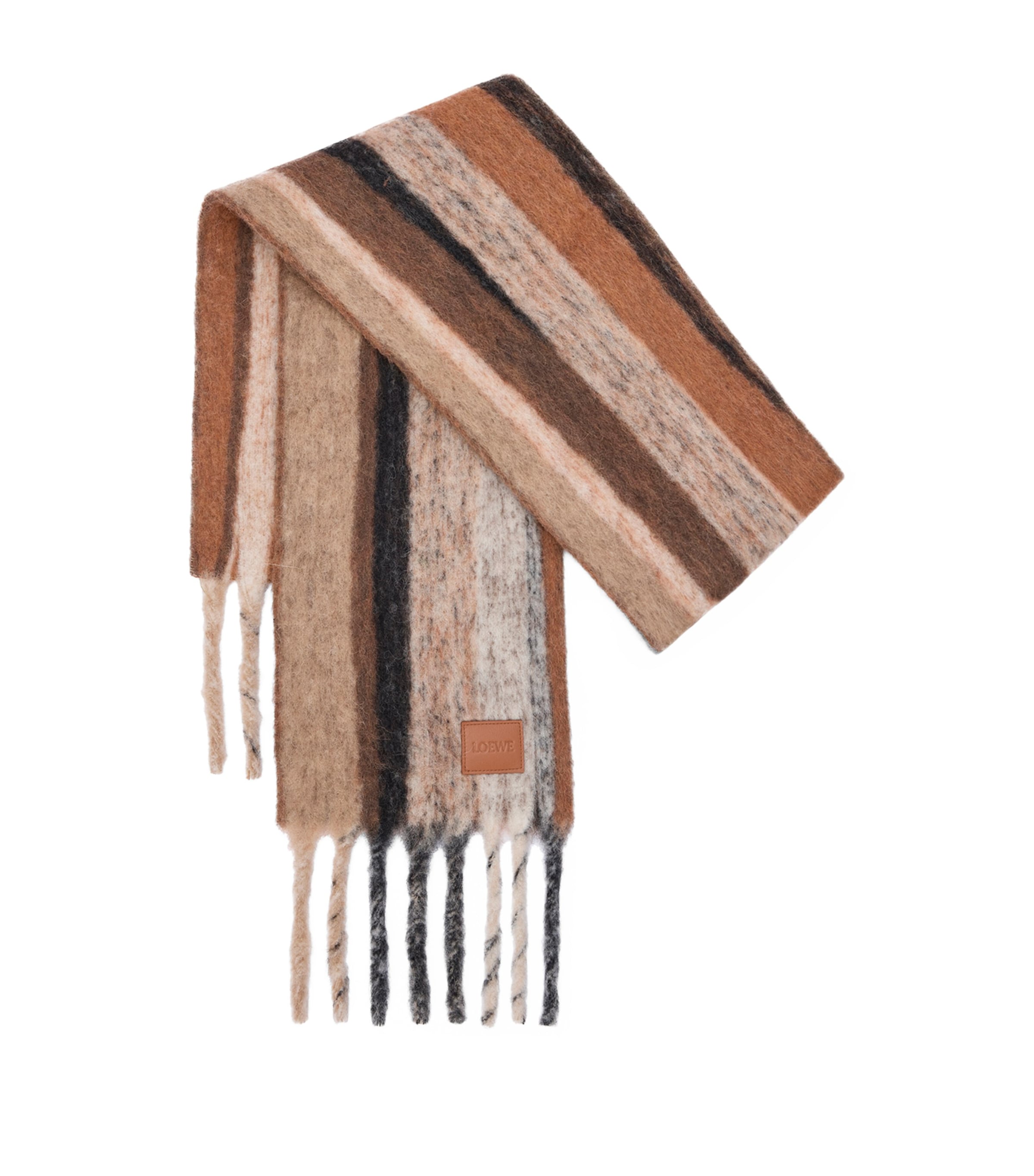 Alpaca-Wool-Blend Jacquard Stripe Scarf BEIGE MULTICOLOR Image 1