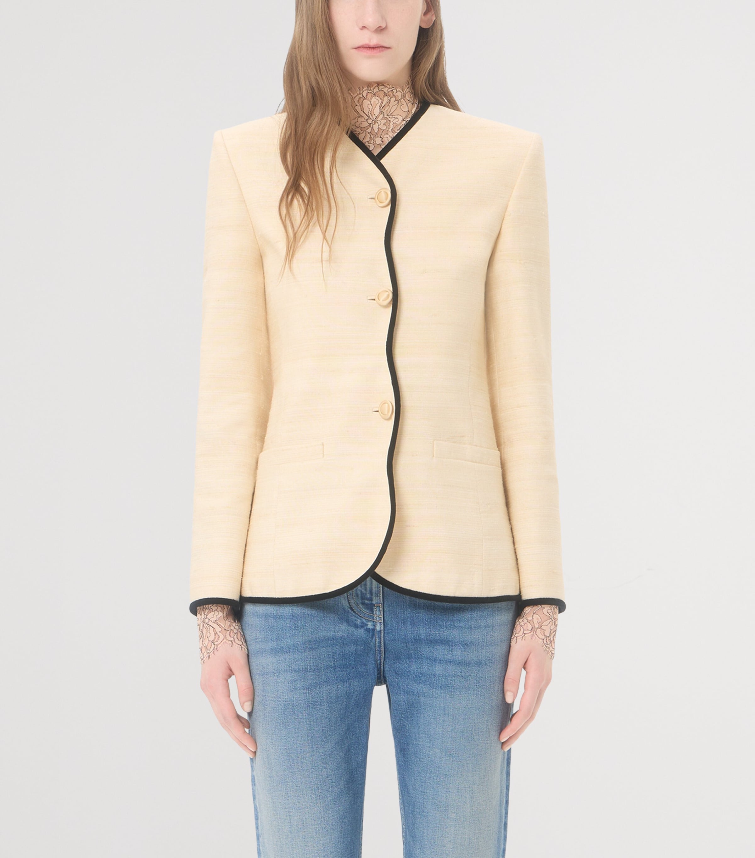 ヤ*ウ様 【美品】VALENTINO ナイロンベージュパンツ 2023SSコレク Valentino Multi Silk-Linen Collarless Blazer | Harrods US