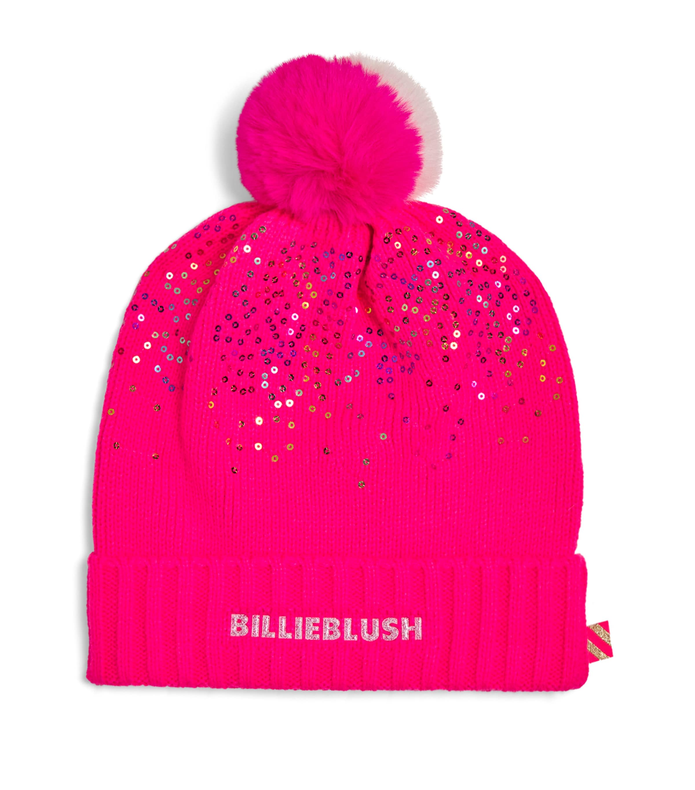 Billieblush Kids' Sequinned Pompom Hat In Pink