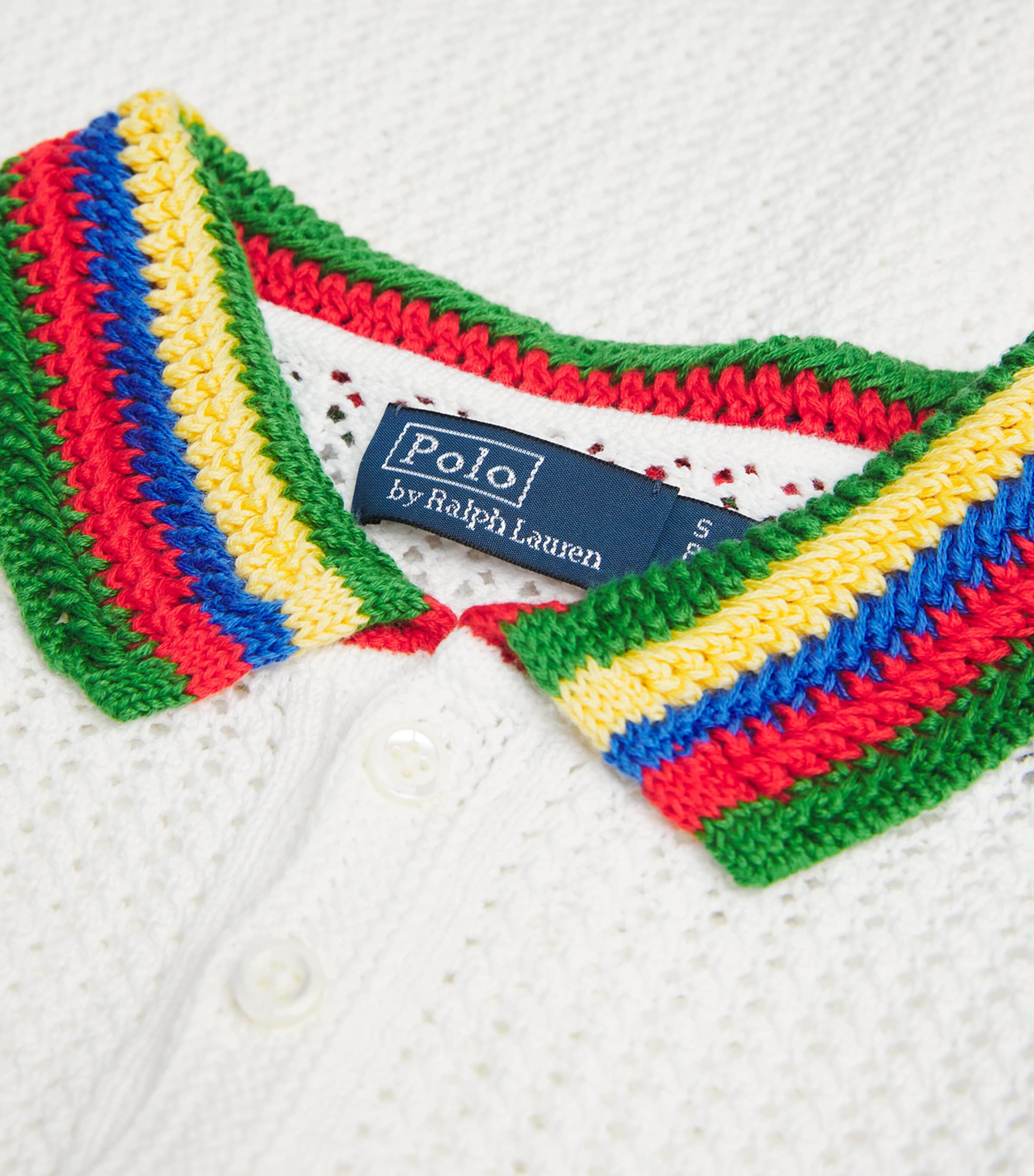 Polo Ralph Lauren Womens Crochet Polo Pony Polo Shirt White Multi Image 6