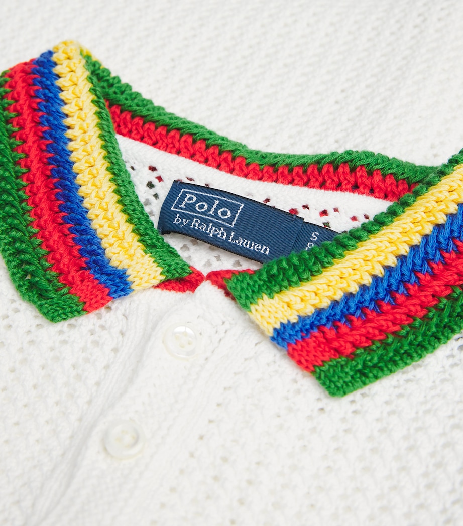 Polo Ralph Lauren Womens Crochet Polo Pony Polo Shirt White Multi Image 6