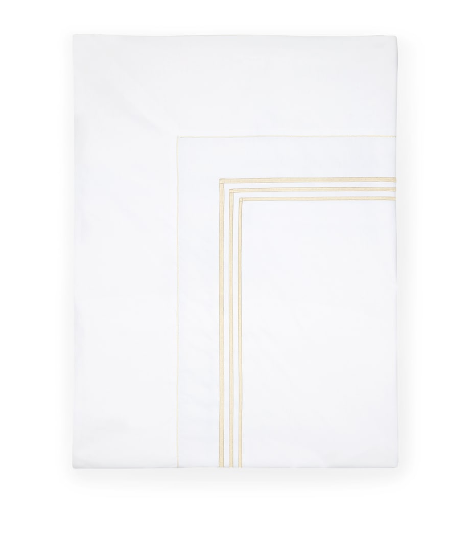 Cotton Tre Righ Super King Flat Sheet (300cm x 270cm) WHITE/BEIGE Image 1