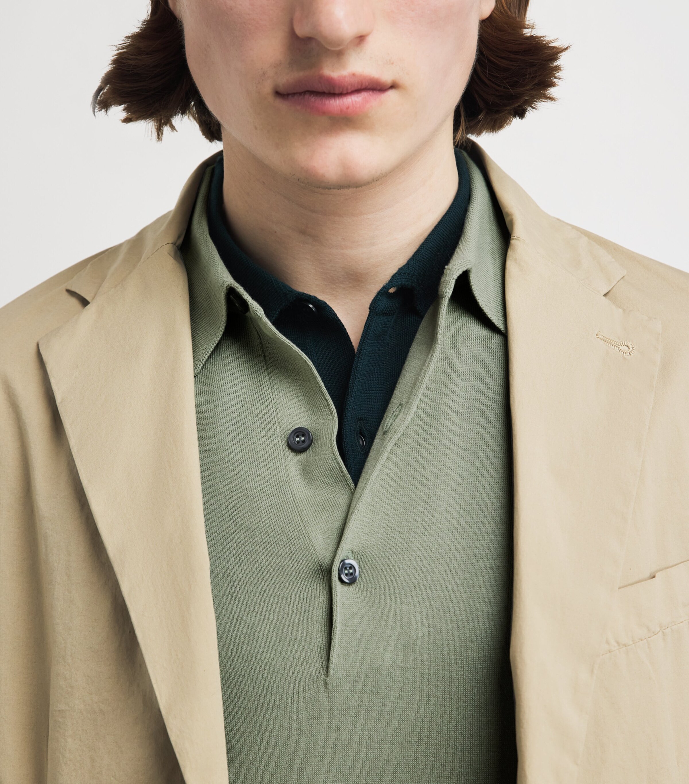 John Smedley Mens Sea Island Cotton Adrian Polo Shirt Mountain Mist Image 3