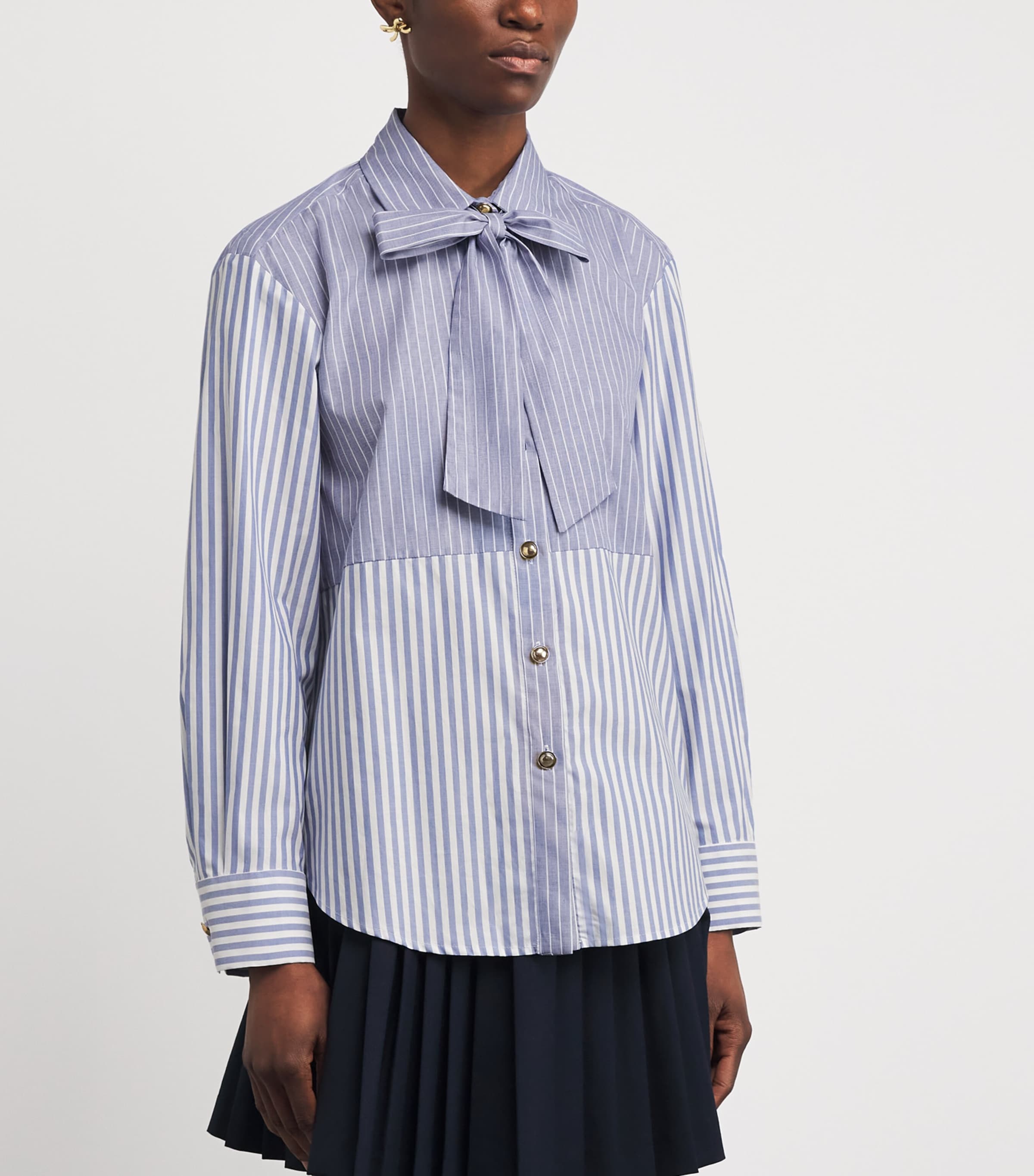 Sandro Paris Womens Cotton Stripe Shirt Blu / White Image 3