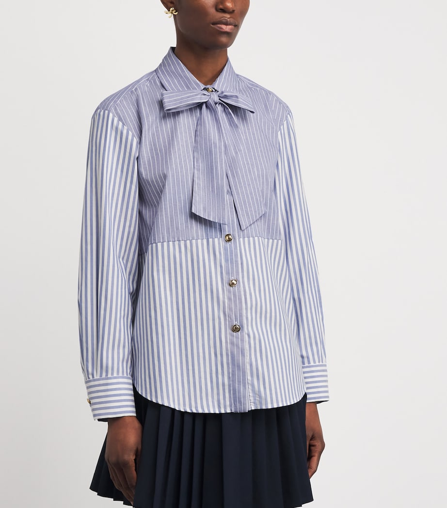 Cotton Stripe Shirt BLU / WHITE Image 3