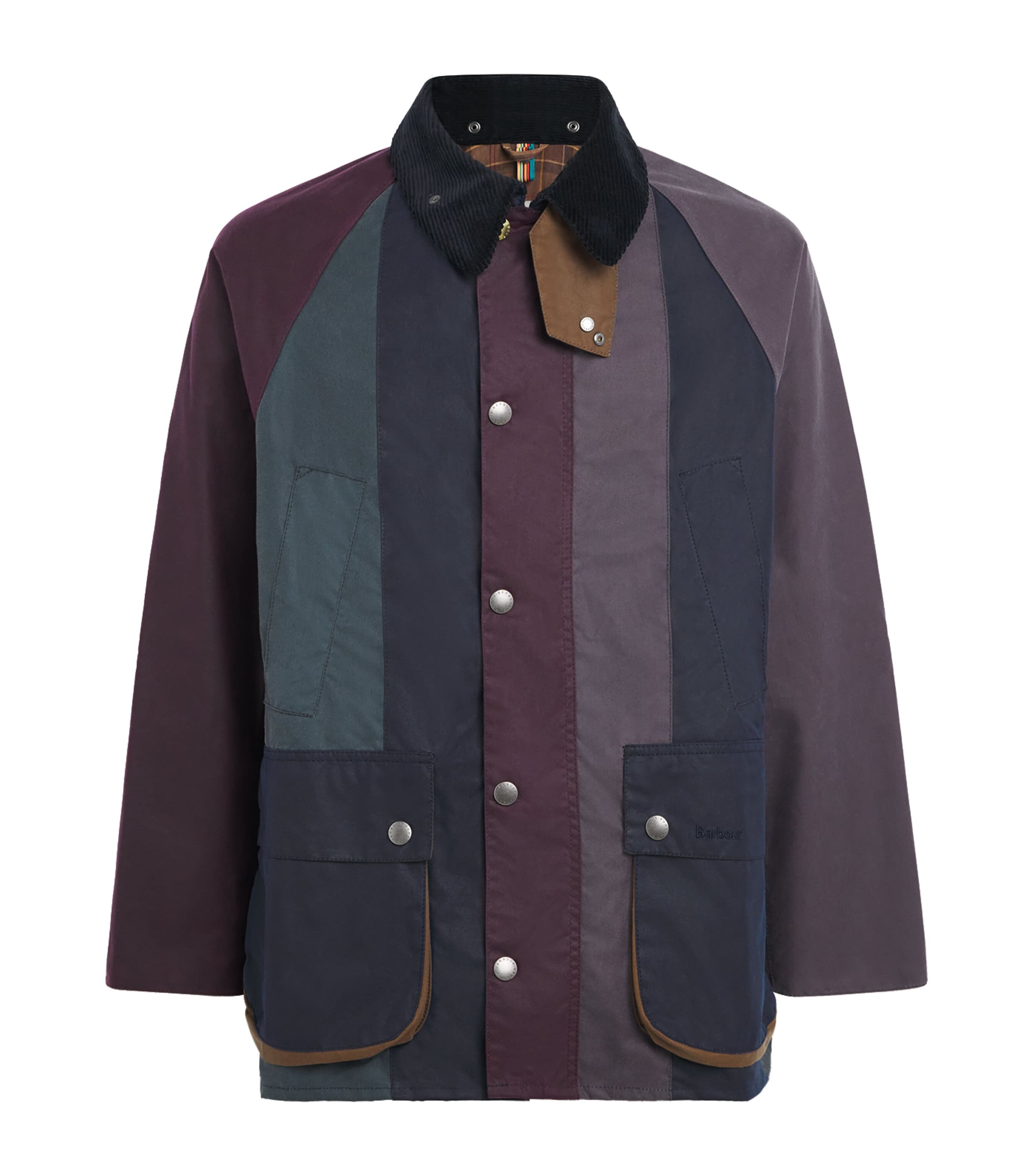 Barbour X Paul Smith Stripe Oversized Waxed Bedale Jacket In Purple