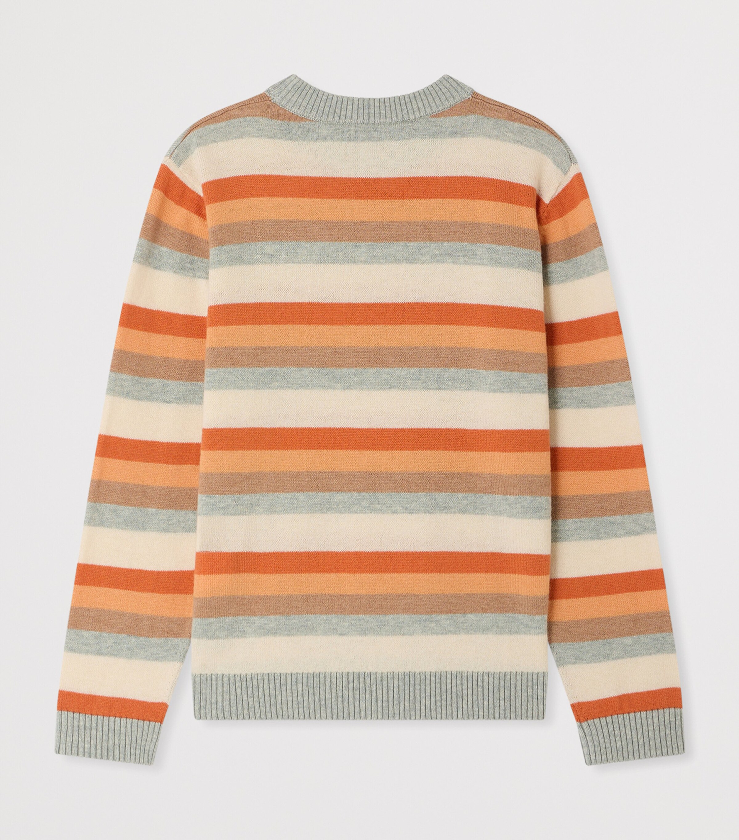 Bonpoint Wool-Cotton Striped Sweater (4-6 Years) Ra Corail Image 2