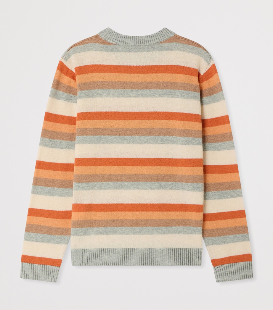 Bonpoint Wool-Cotton Striped Sweater (4-6 Years) Ra Corail Image 2